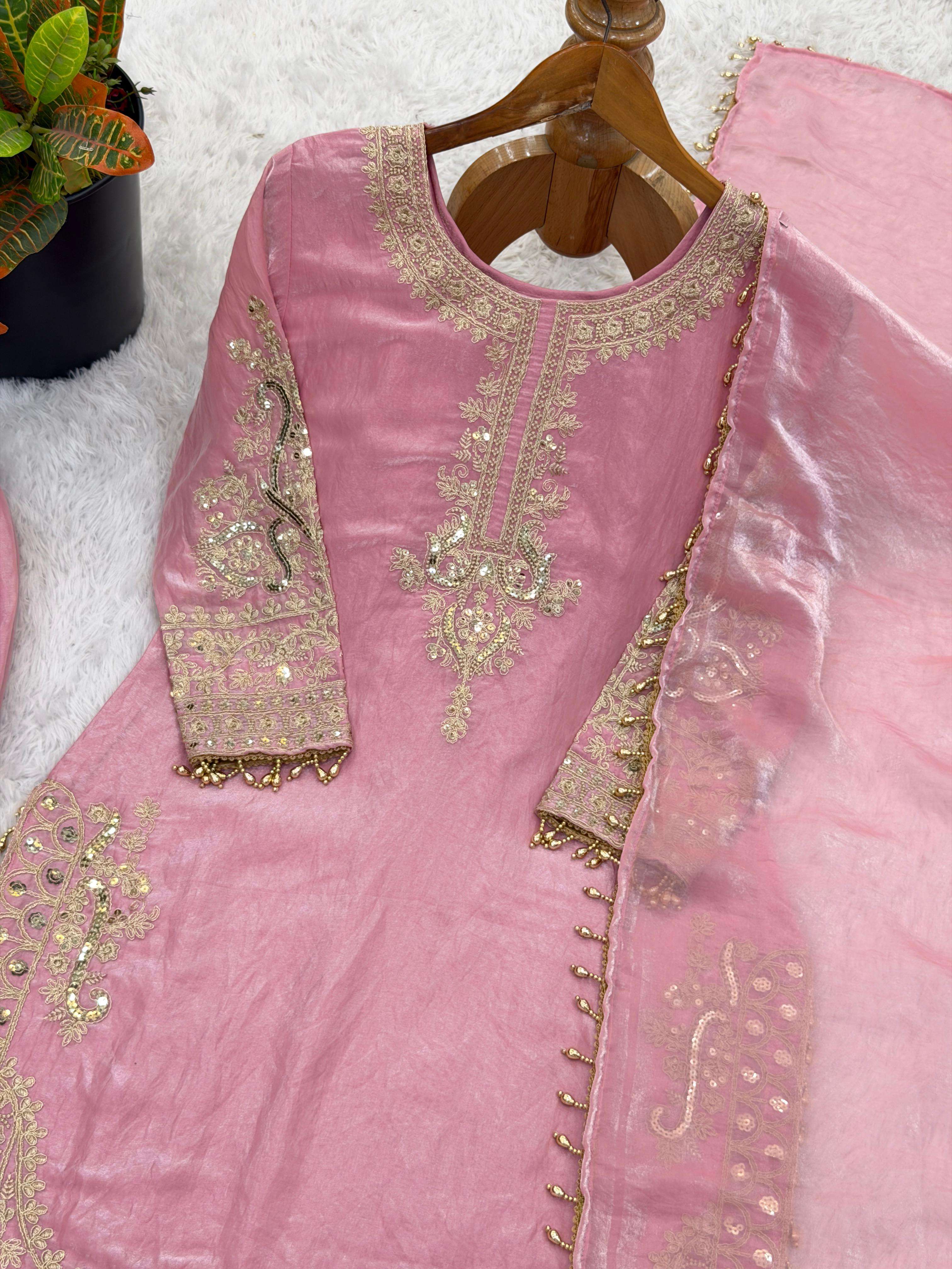 SSR 540 SILK SEQUENCE EMBROIDERY DESIGNER WORK PARTY WEAR LADIES SUIT