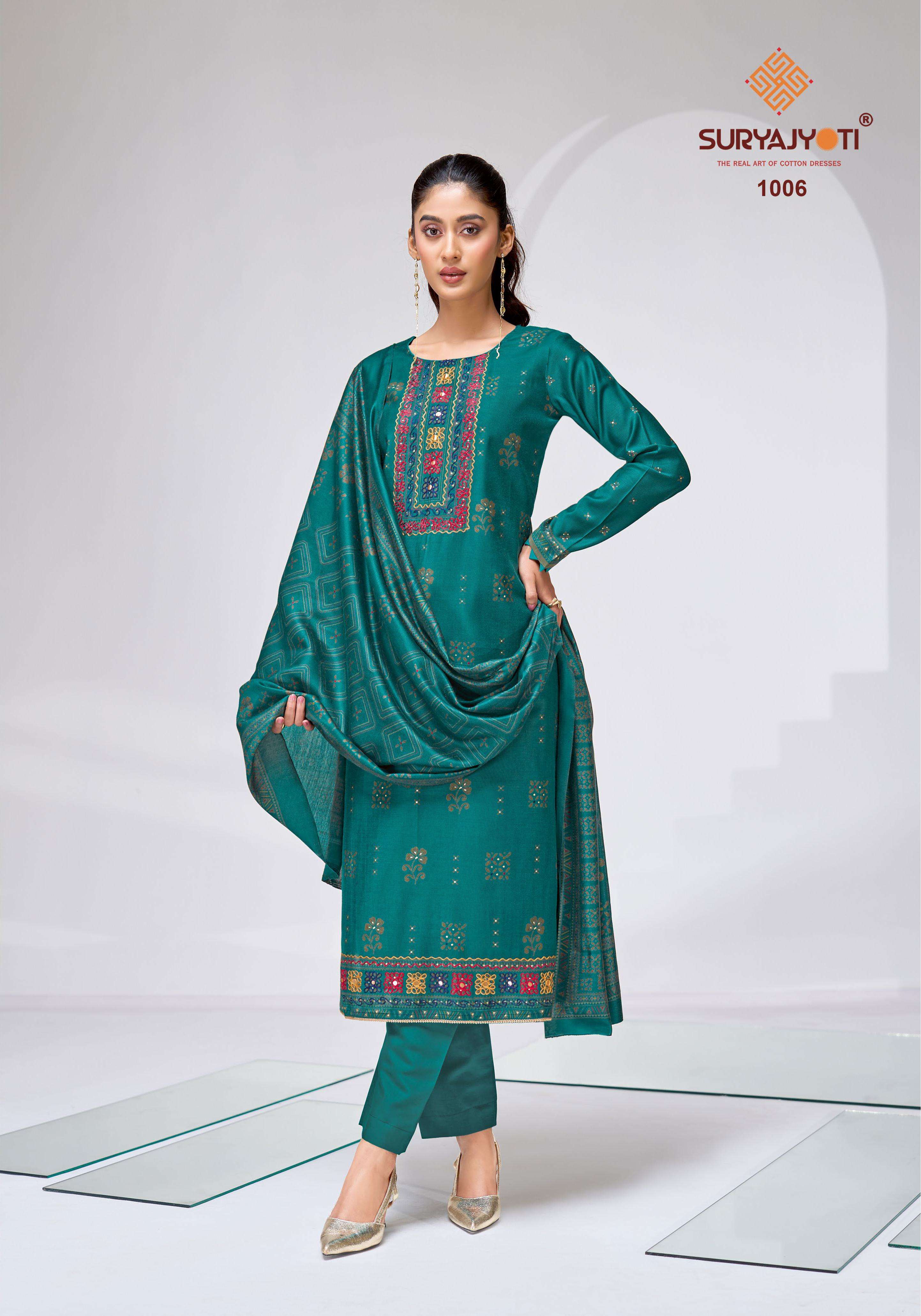 SURYAJYOTI CHANDRIKA VOL 1 VISCOSE FOIL PRINT WITH FANCY WORK SUIT