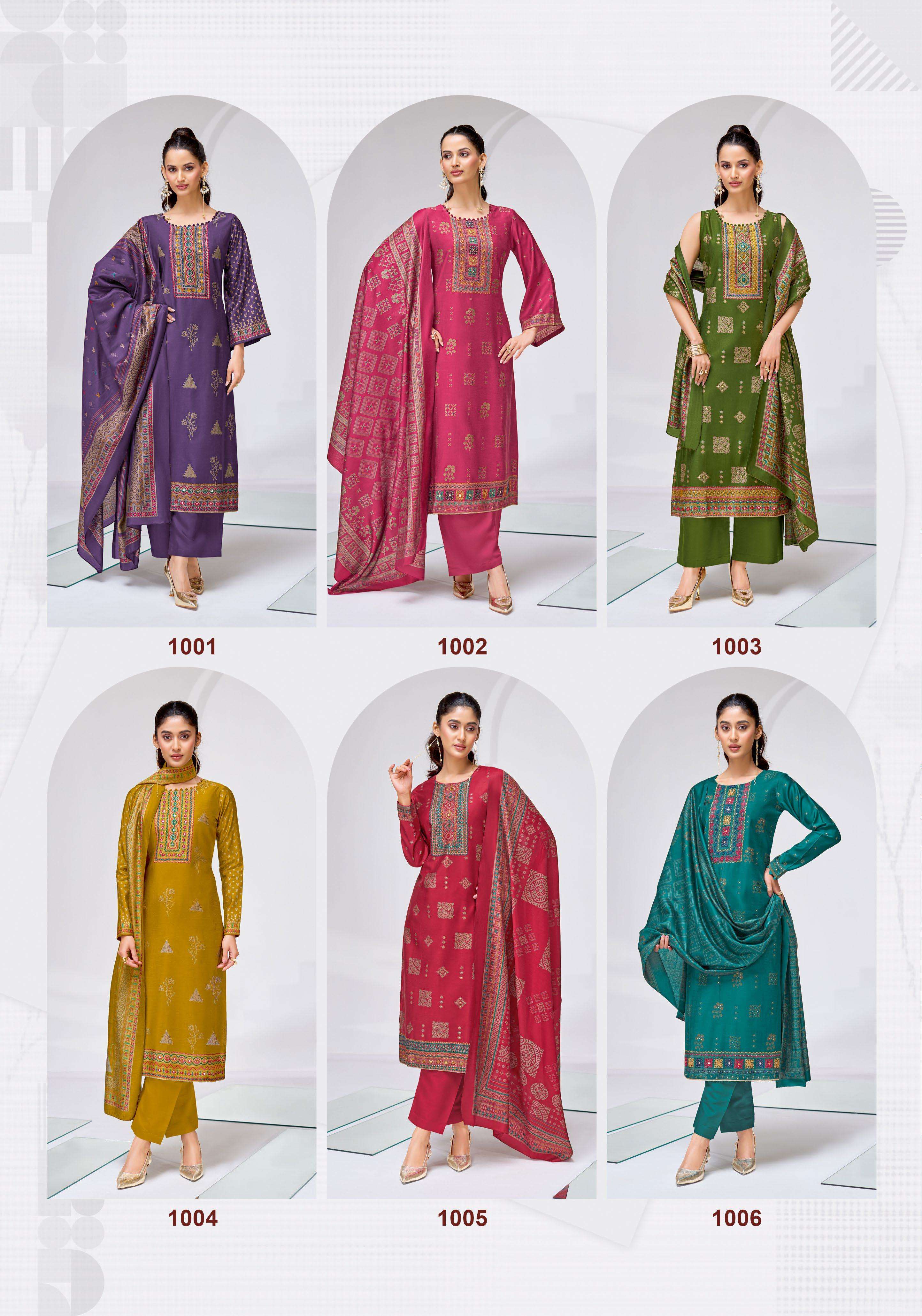 SURYAJYOTI CHANDRIKA VOL 1 VISCOSE FOIL PRINT WITH FANCY WORK SUIT