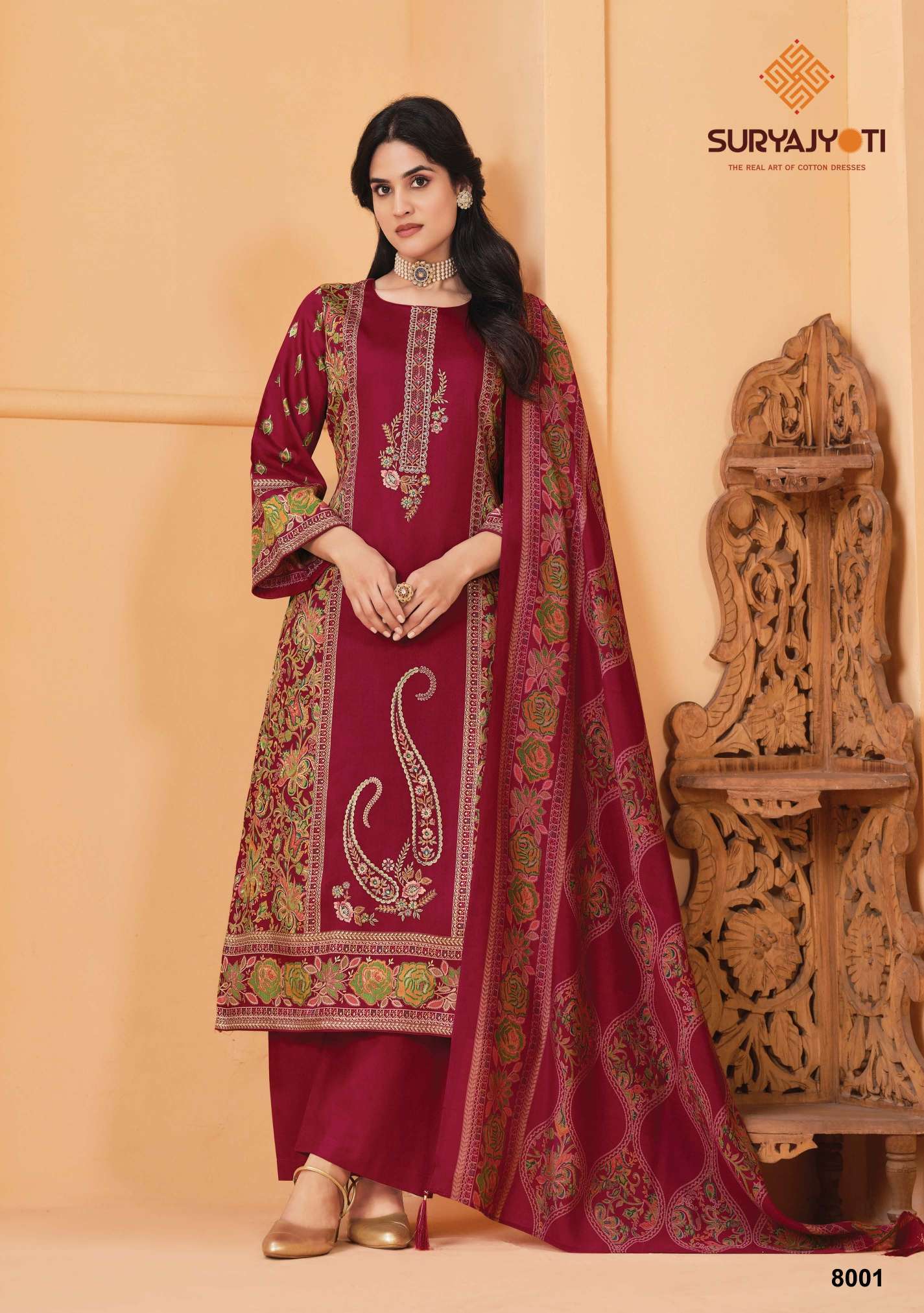 SURYAJYOTI KAAMINI VOL 8 JAM SATIN PRINT WITH EMBROIDERY WORK SUIT