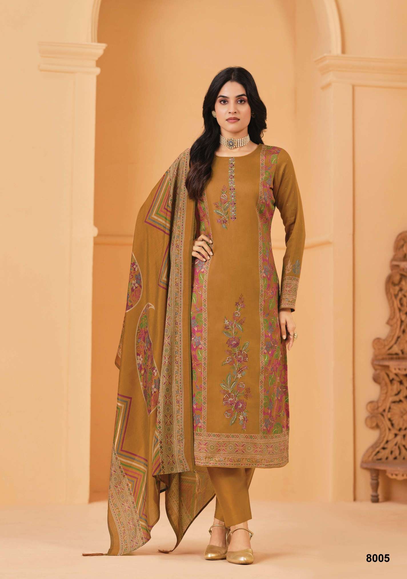 SURYAJYOTI KAAMINI VOL 8 JAM SATIN PRINT WITH EMBROIDERY WORK SUIT