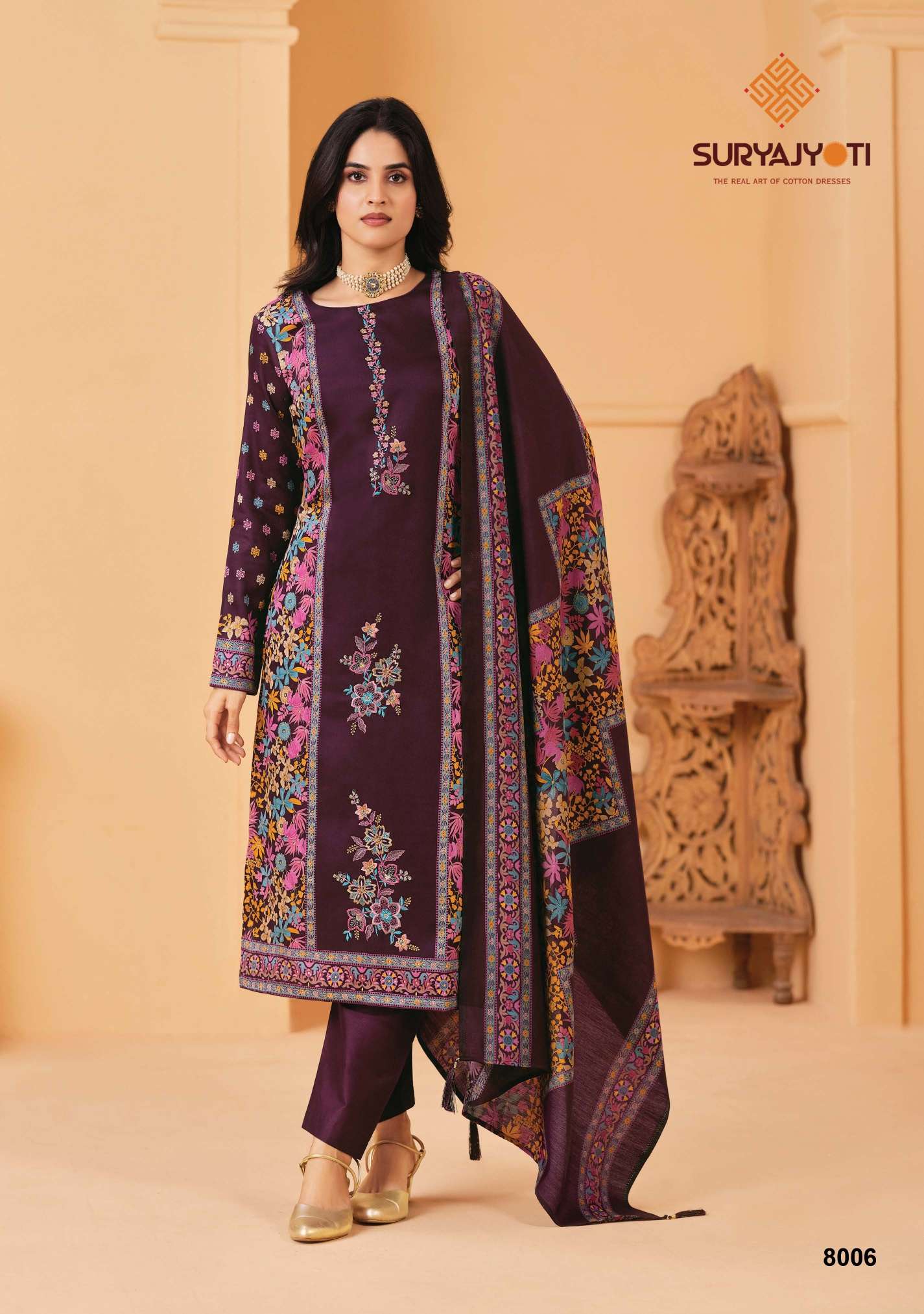 SURYAJYOTI KAAMINI VOL 8 JAM SATIN PRINT WITH EMBROIDERY WORK SUIT