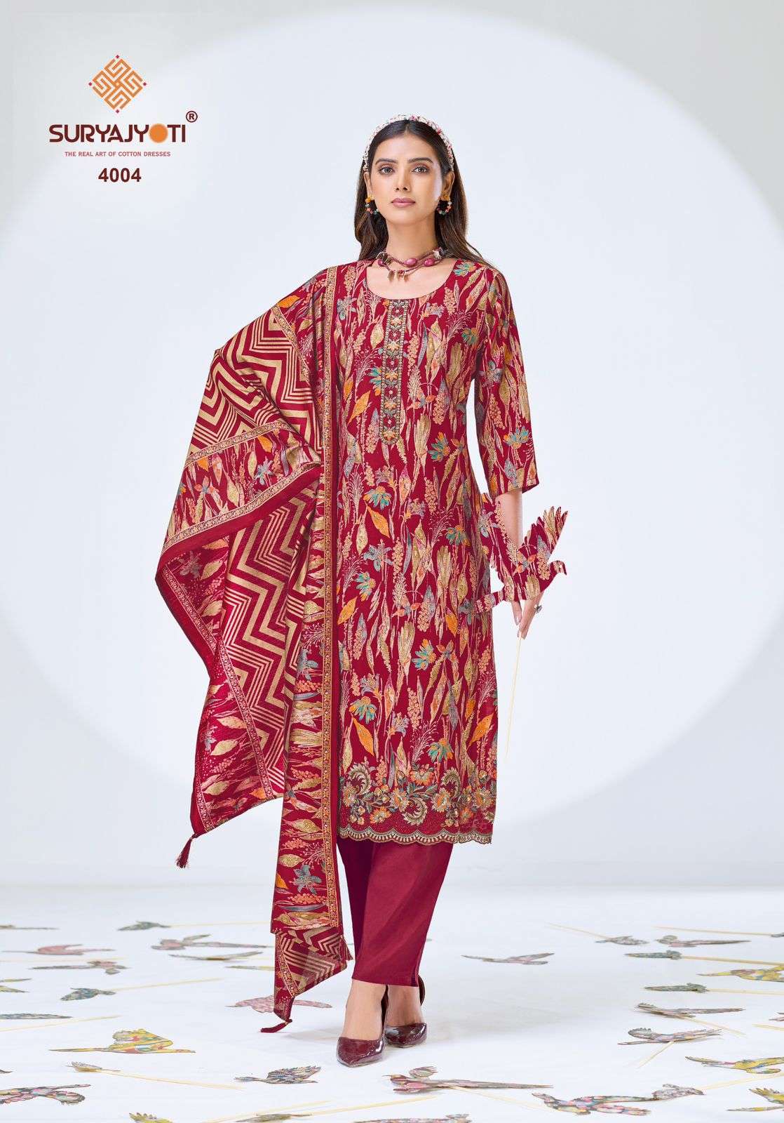 SURYAJYOTI KATRINA VOL 4 STITCH COLLECTION MODAL SILK DESIGNER WORK SUIT