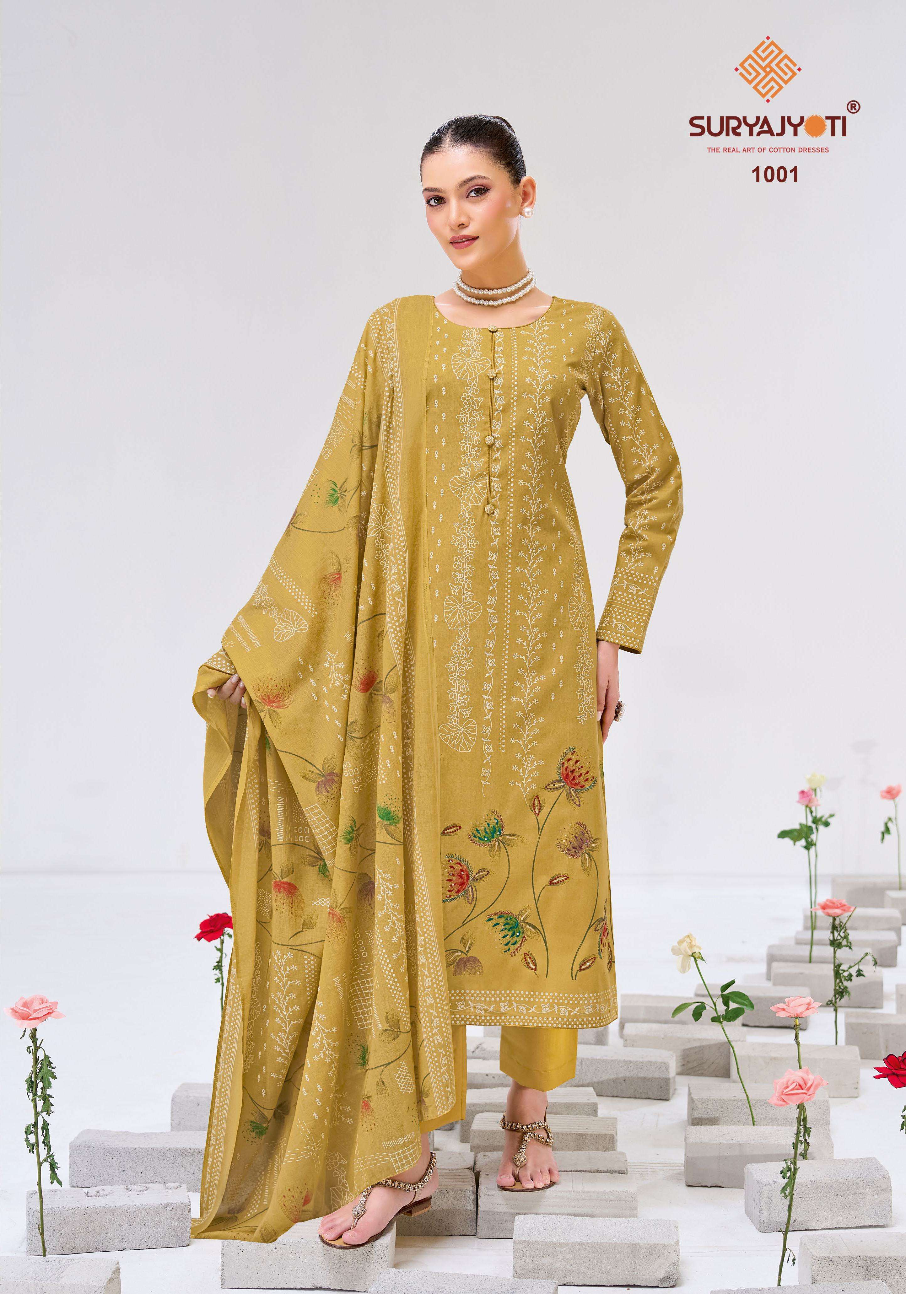 SURYAJYOTI KIMAYA VOL 1 COTTON PRINT FANCY DESIGNER WORK LADIES SUIT