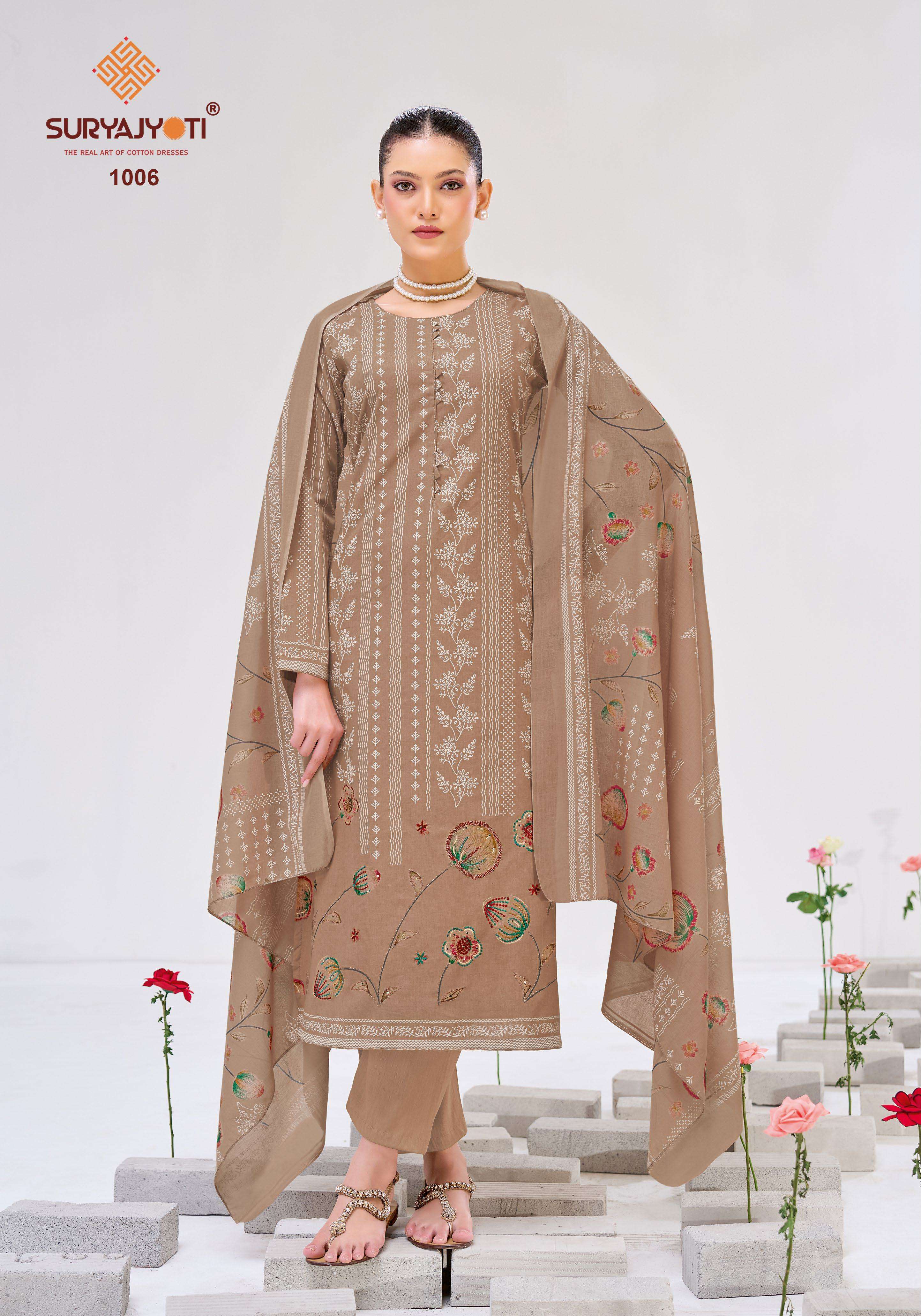 SURYAJYOTI KIMAYA VOL 1 COTTON PRINT FANCY DESIGNER WORK LADIES SUIT