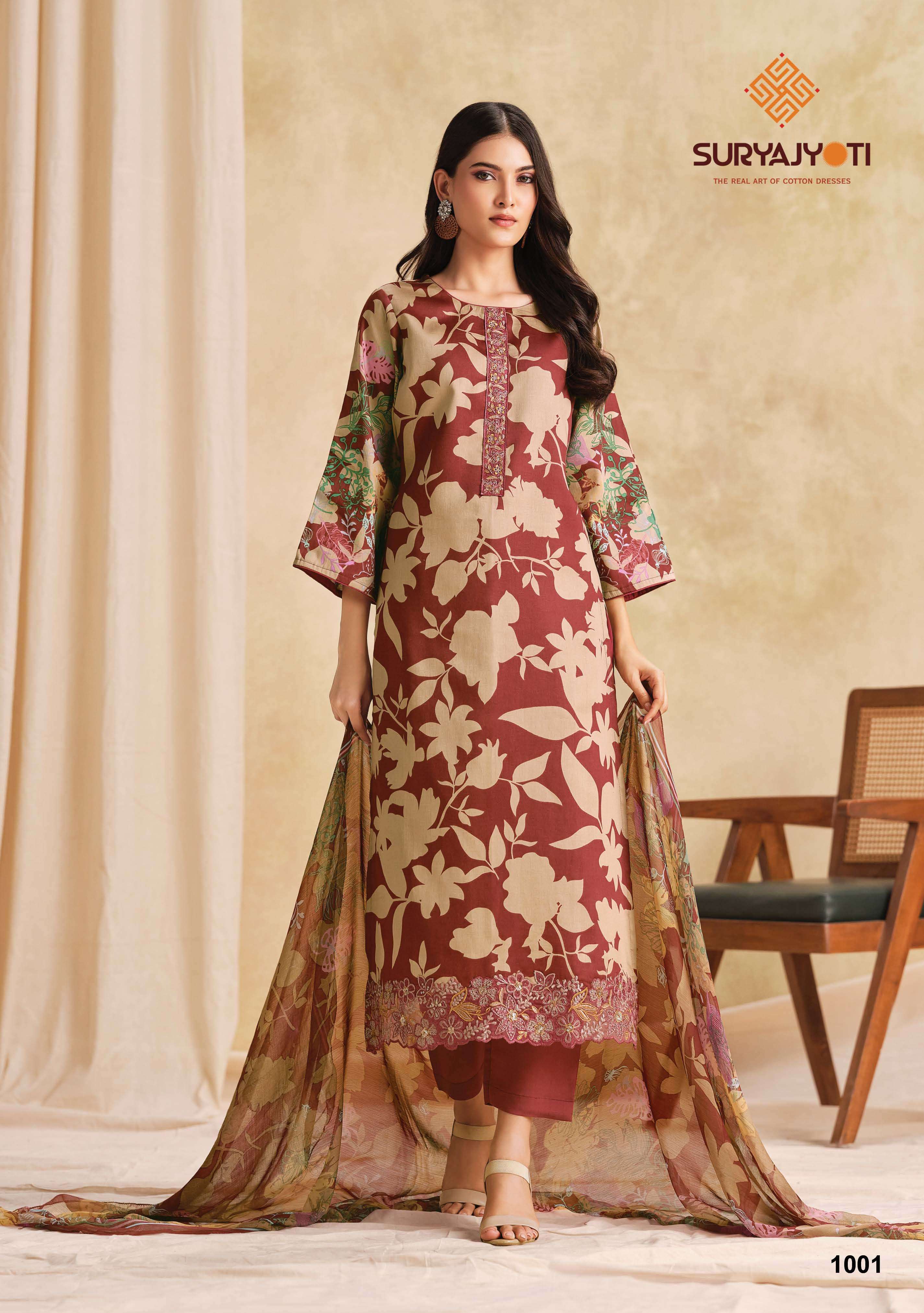 SURYAJYOTI NITYA VOL 1 JAM SATIN PRINT WITH FANCY EMBROIDERY WORK SUIT