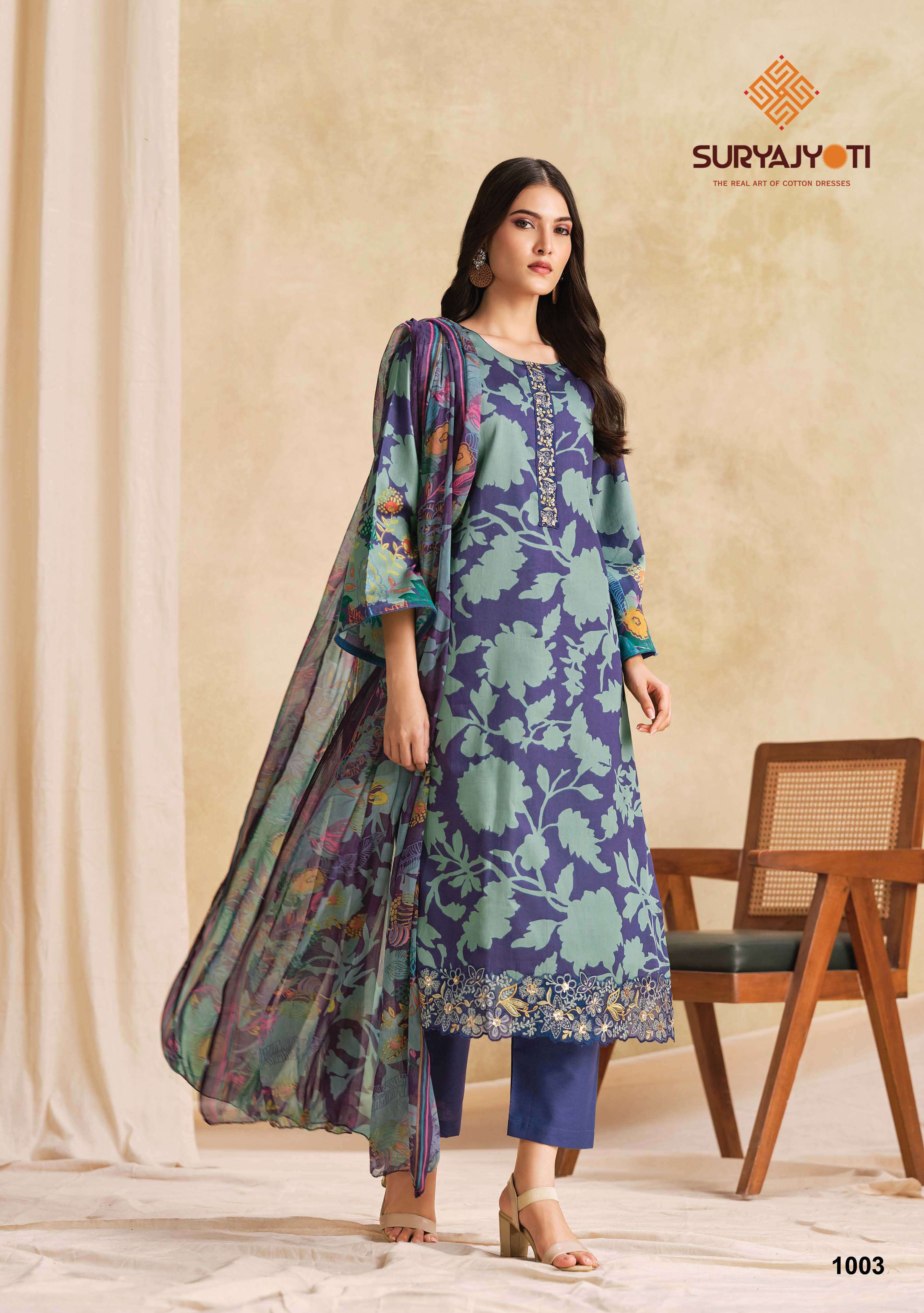 SURYAJYOTI NITYA VOL 1 JAM SATIN PRINT WITH FANCY EMBROIDERY WORK SUIT