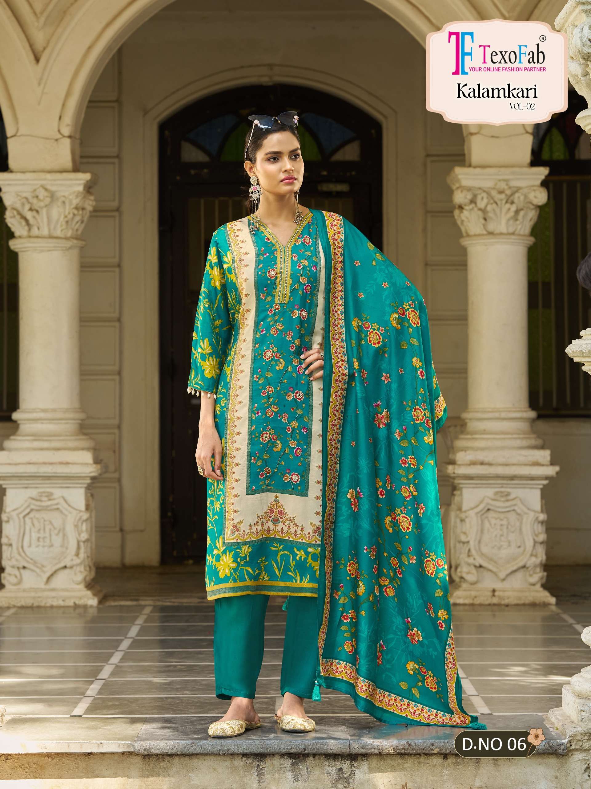 TEXOFAB KALAMKARI VOL 2 CREPE SILK DIGITAL PRINT WITH FANCY WORK LADIES SUIT