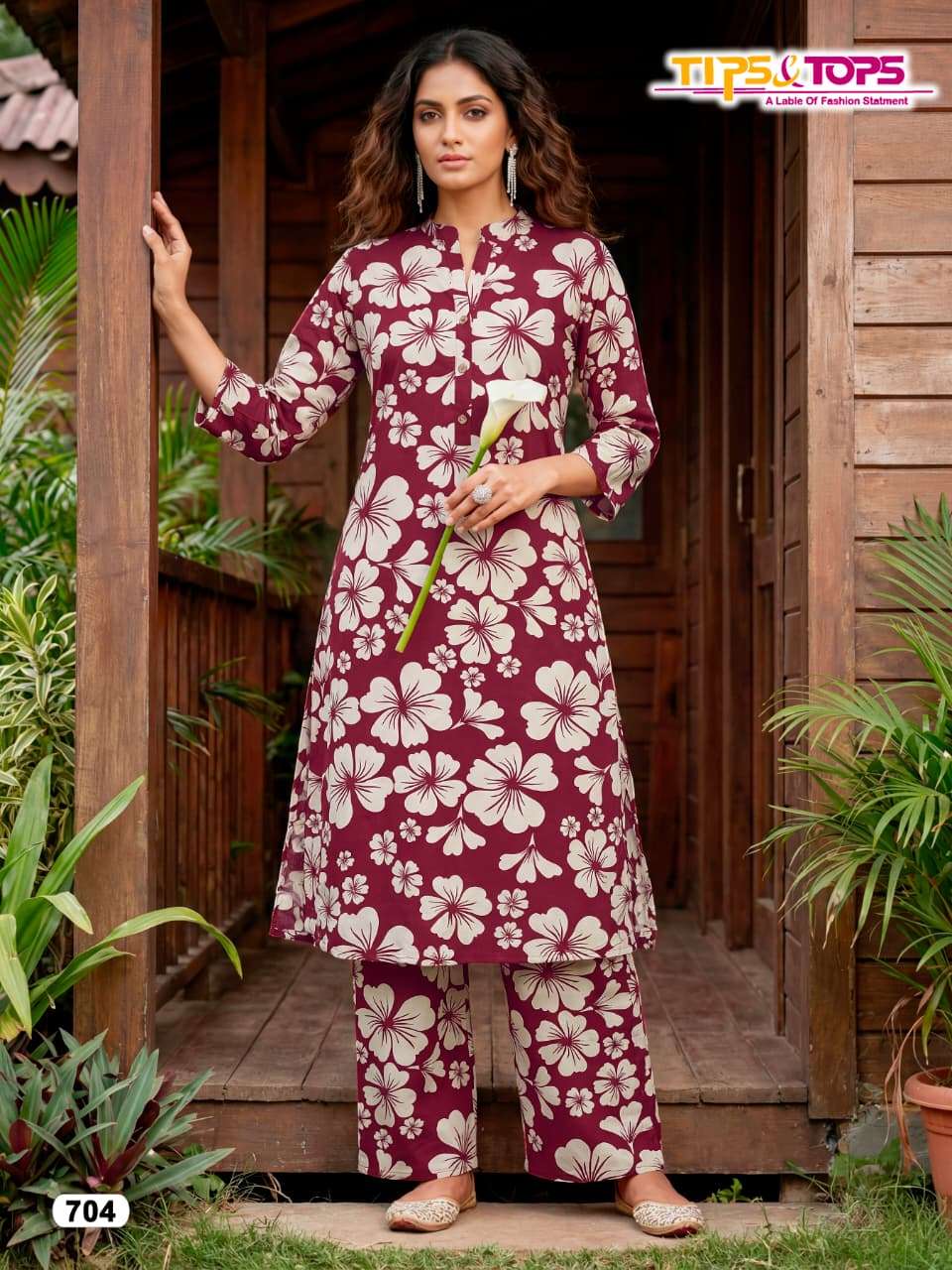 TIPS AND TOPS CINDERELLA VOL 7 RAYON PRINT FANCY KURTI WITH BOTTOM PAIR 