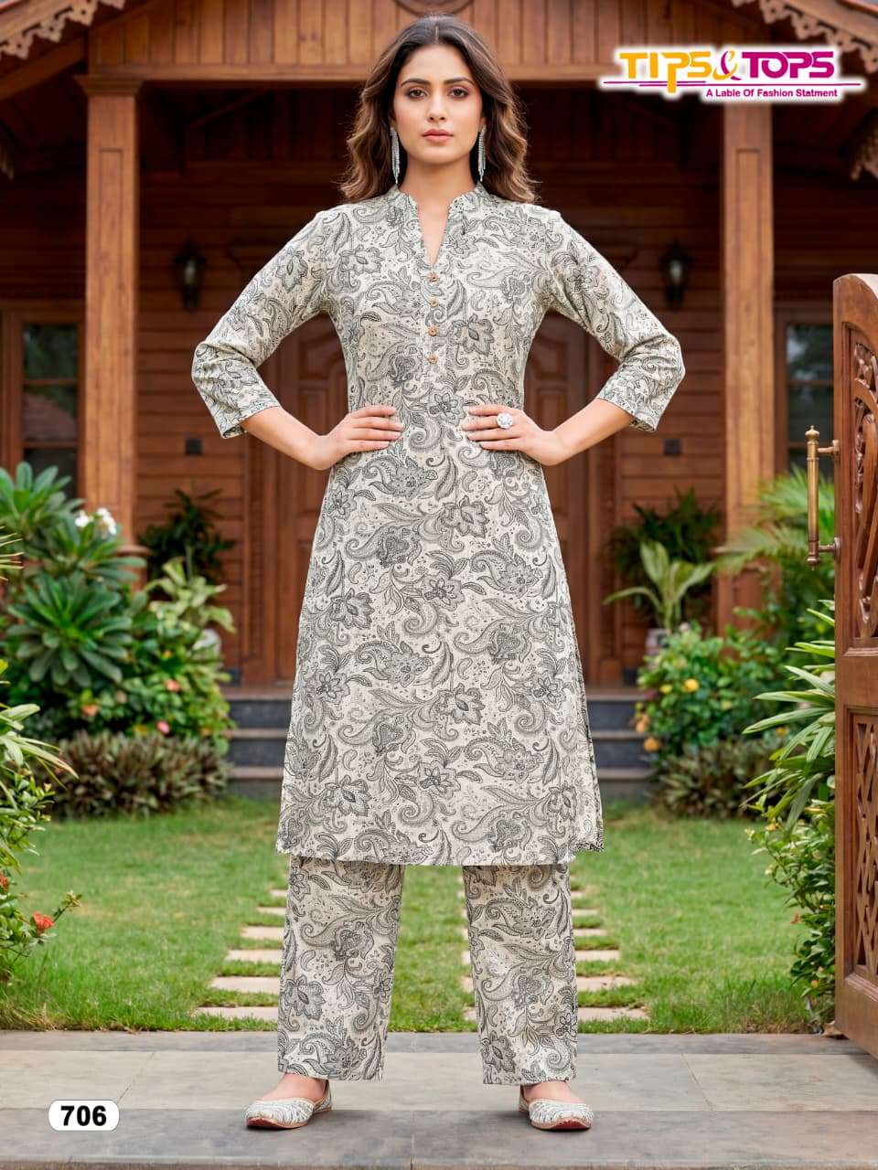 TIPS AND TOPS CINDERELLA VOL 7 RAYON PRINT FANCY KURTI WITH BOTTOM PAIR 