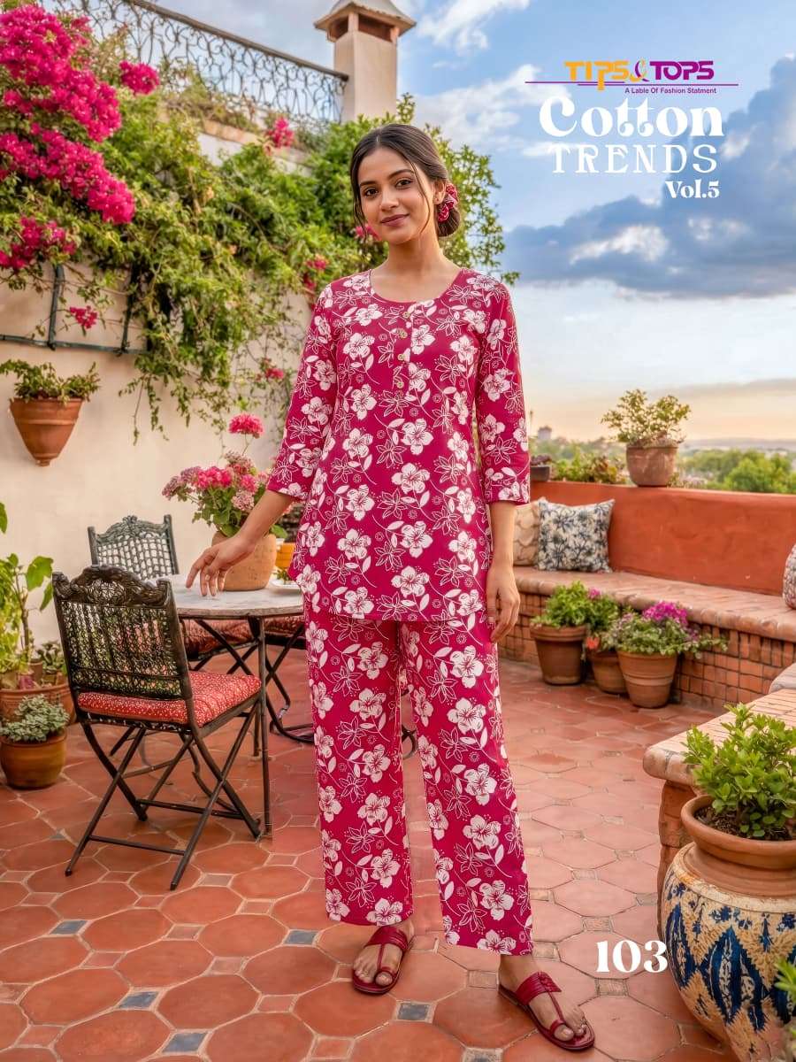 TIPS AND TOPS COTTON TRENDS VOL 5 COTTON PRINT LADIES SUMMER WEAR CO-ORD SET