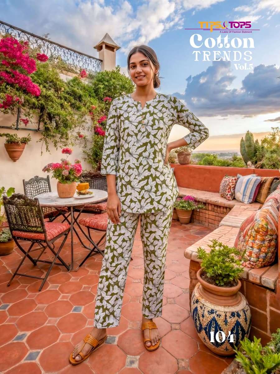 TIPS AND TOPS COTTON TRENDS VOL 5 COTTON PRINT LADIES SUMMER WEAR CO-ORD SET