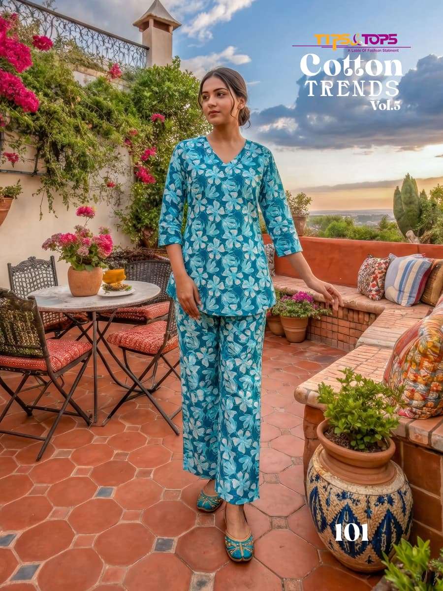 TIPS AND TOPS COTTON TRENDS VOL 5 COTTON PRINT LADIES SUMMER WEAR CO-ORD SET