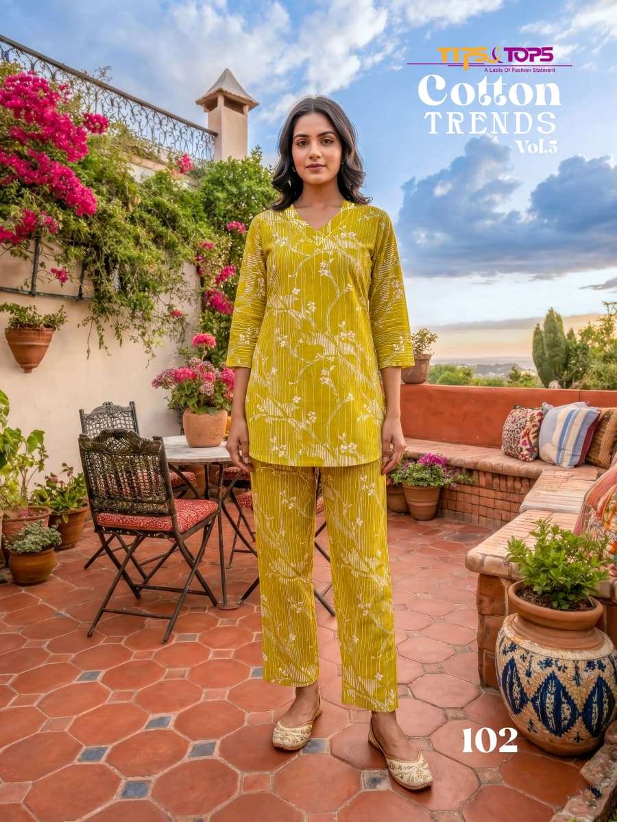 TIPS AND TOPS COTTON TRENDS VOL 5 COTTON PRINT LADIES SUMMER WEAR CO-ORD SET