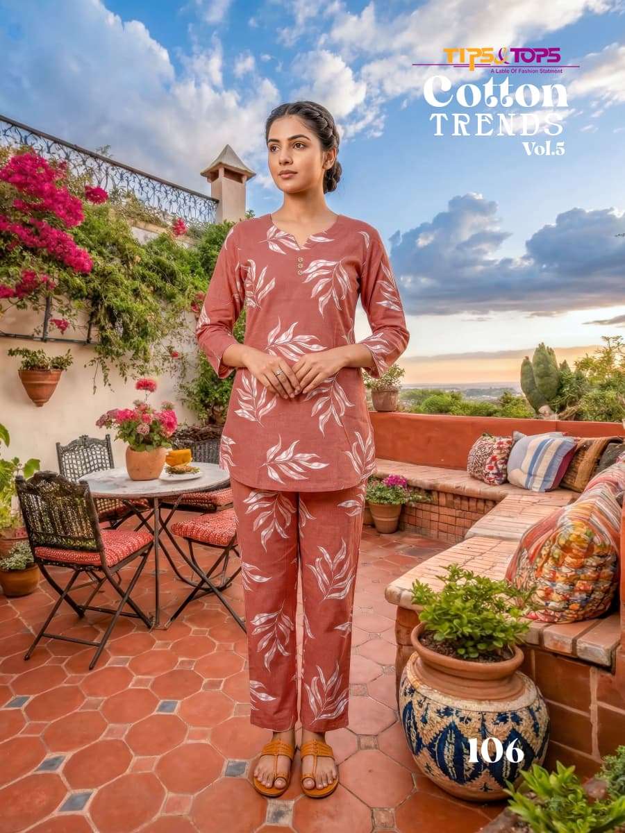 TIPS AND TOPS COTTON TRENDS VOL 5 COTTON PRINT LADIES SUMMER WEAR CO-ORD SET