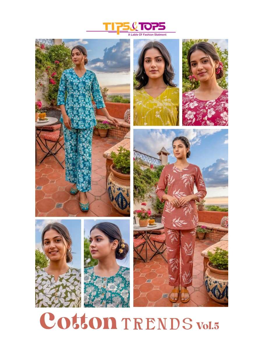 TIPS AND TOPS COTTON TRENDS VOL 5 COTTON PRINT LADIES SUMMER WEAR CO-ORD SET