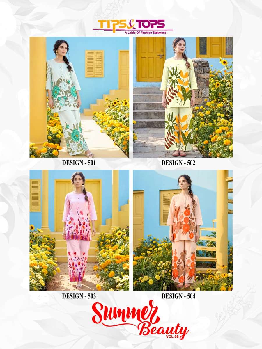 TIPS AND TOPS SUMMER BEAUTY VOL 5 RAYON FLORAL PRINT FANCY CO-ORD SET