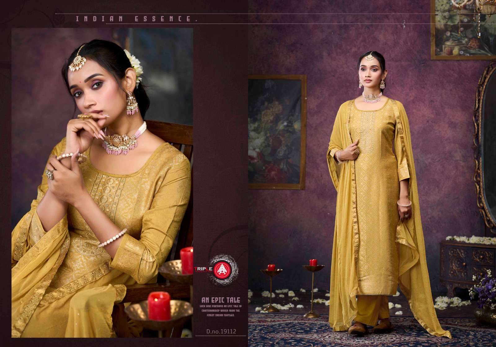 TRIPLE AAA KOYAL VOL 8 MUSLIN JACQUARD SWAROVSKI WORK SUIT	