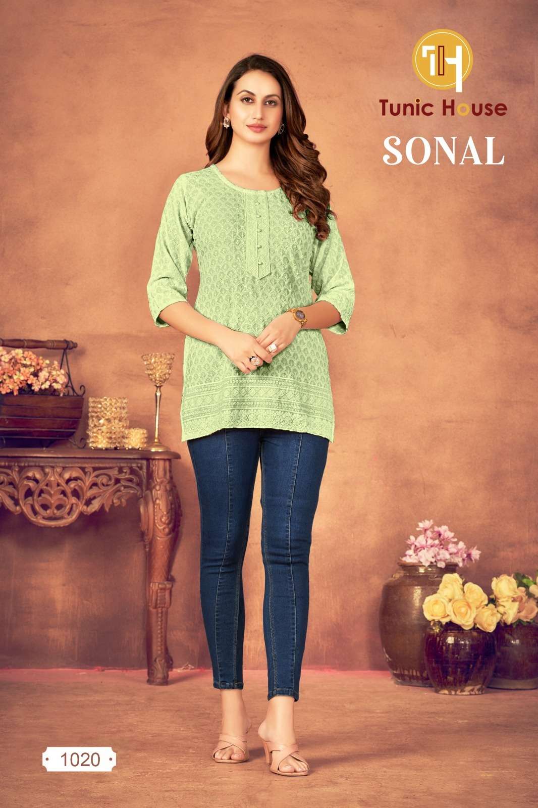 TUNIC HOUSE SONAL RAYON FANCY LUCKNOWI WORKS LADIES TOP