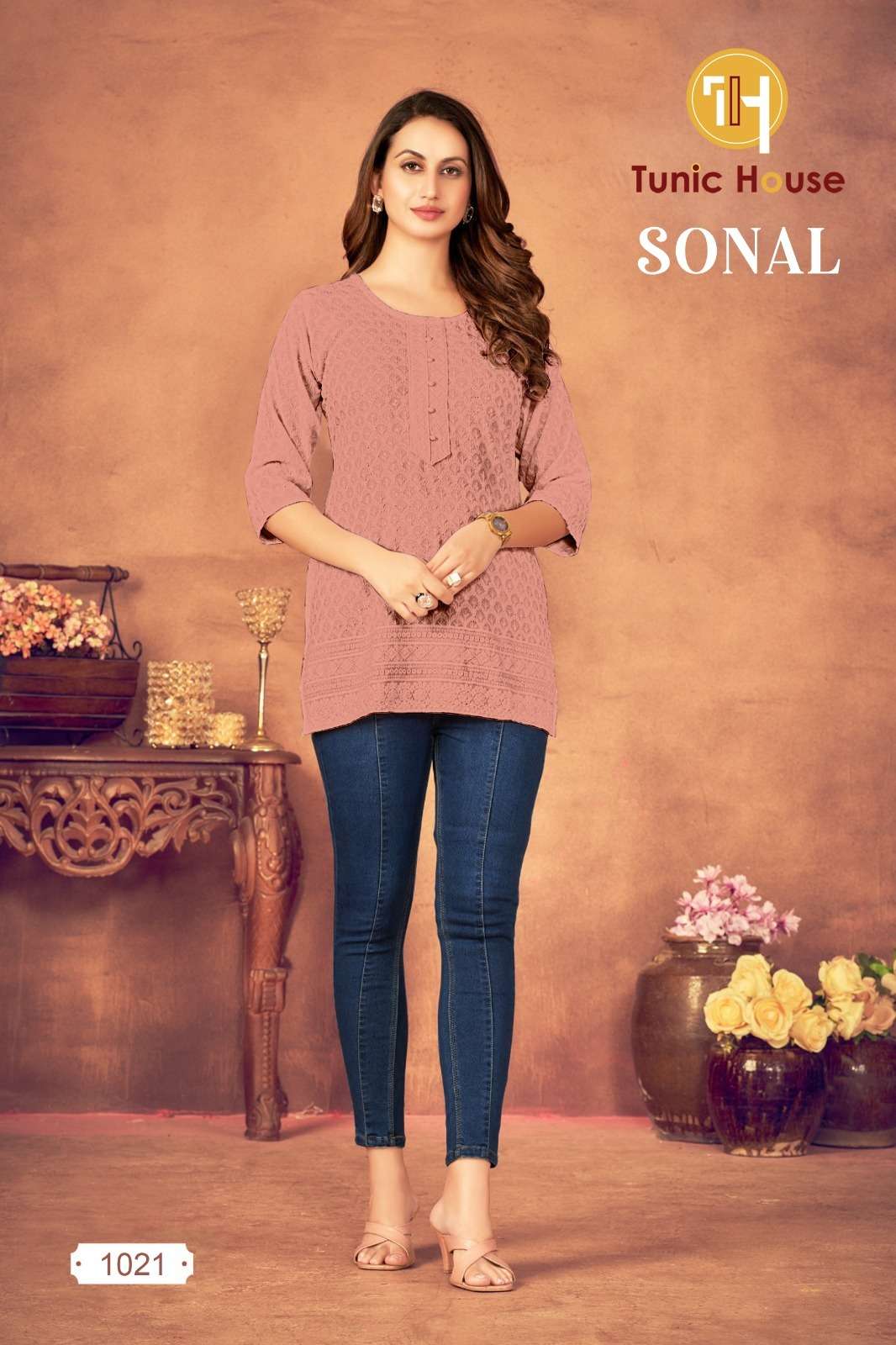 TUNIC HOUSE SONAL RAYON FANCY LUCKNOWI WORKS LADIES TOP