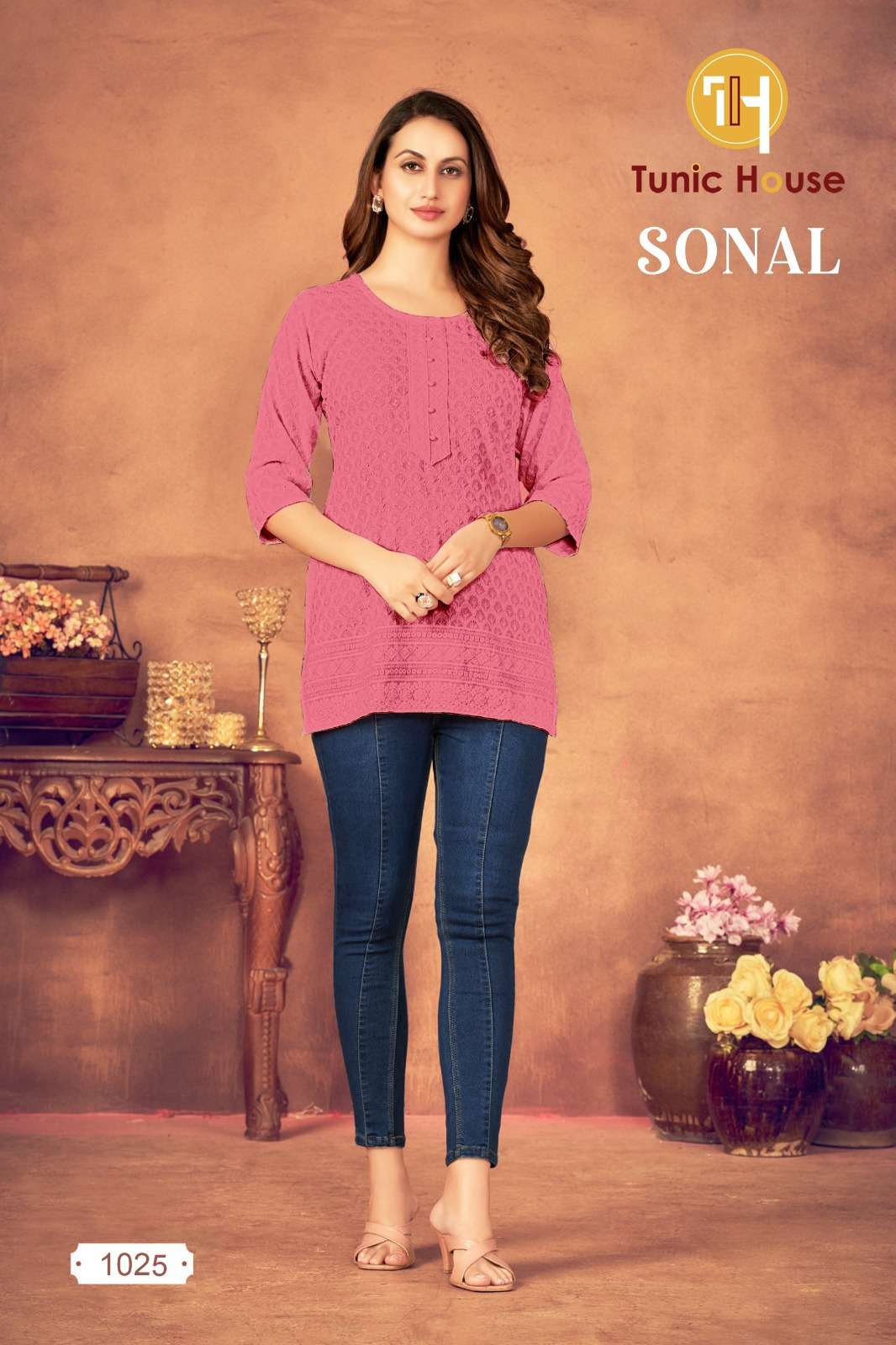 TUNIC HOUSE SONAL RAYON FANCY LUCKNOWI WORKS LADIES TOP