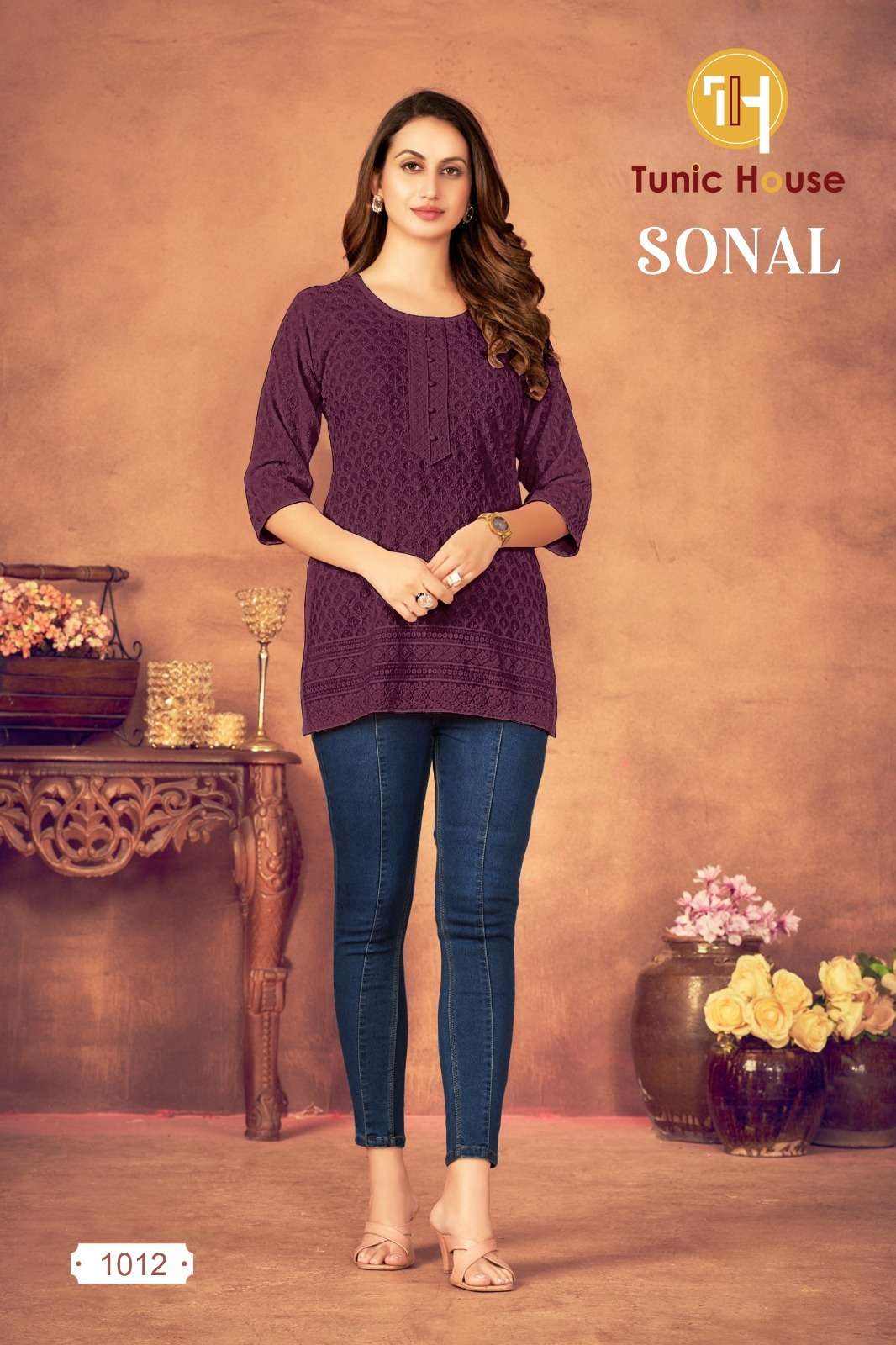 TUNIC HOUSE SONAL RAYON FANCY LUCKNOWI WORKS LADIES TOP