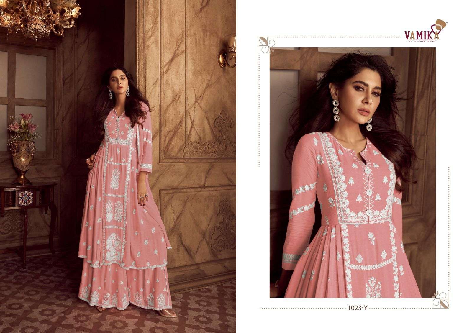VAMIKA LAKHNAVI VOL 4 LIGHT COLOR RAYON FANCY LUCKNOWI WORKS LADIES 3PCS SET COLLECTION