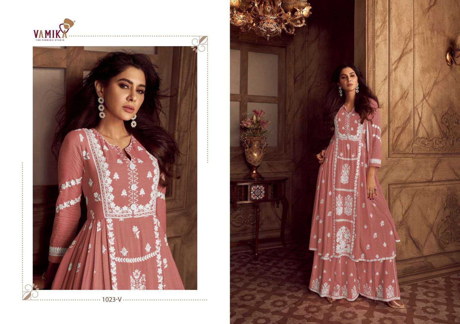 VAMIKA LAKHNAVI VOL 4 LIGHT COLOR RAYON FANCY LUCKNOWI WORKS LADIES 3PCS SET COLLECTION