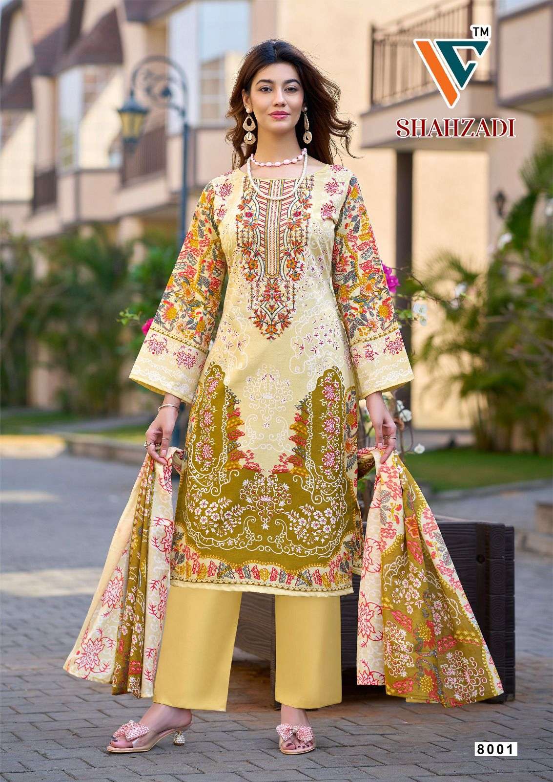 VANDANA CREATION SHAHZADI‎‎ VOL 8 COTTON DIGITAL PRINT WITH FANCY WORK SUIT