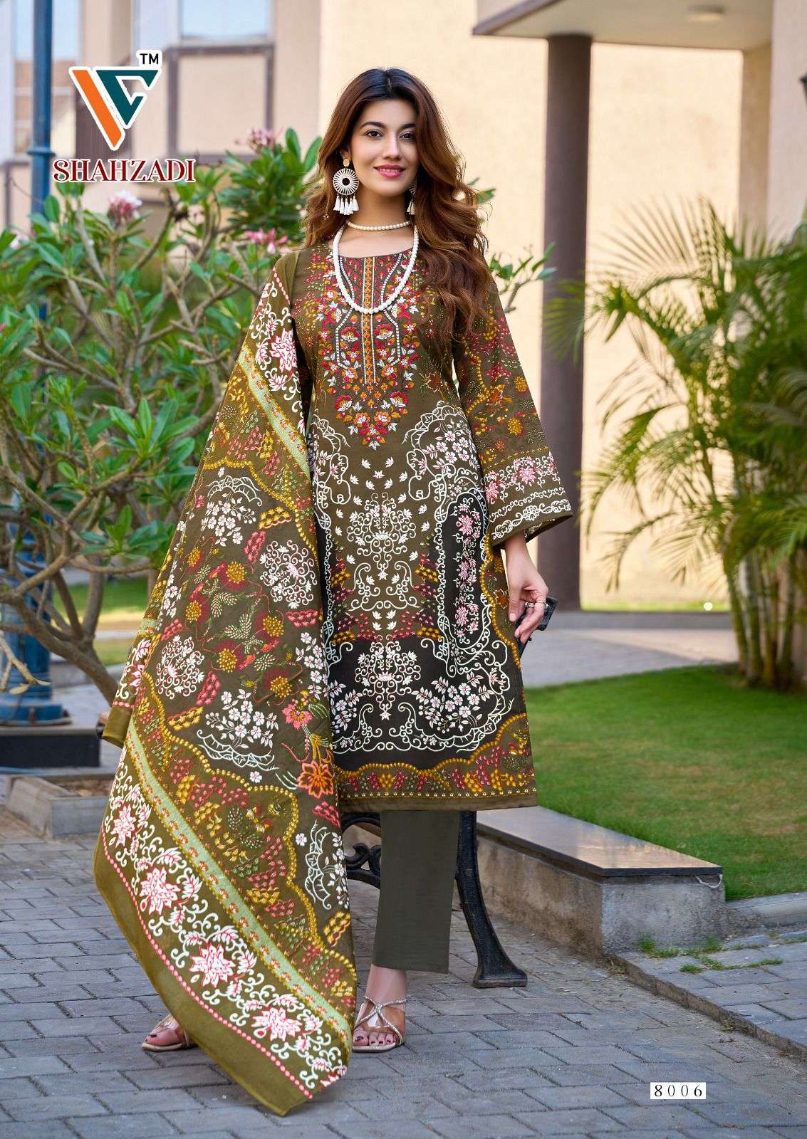 VANDANA CREATION SHAHZADI‎‎ VOL 8 COTTON DIGITAL PRINT WITH FANCY WORK SUIT