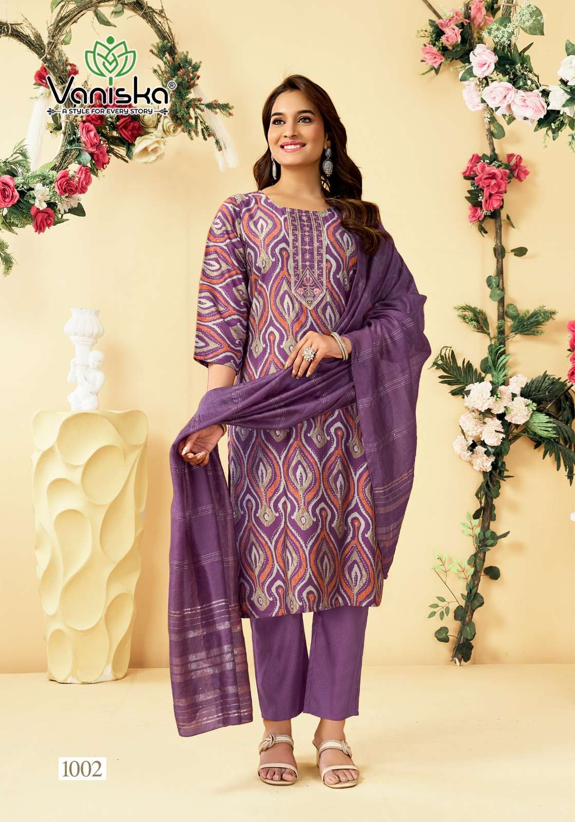 VANISKA FASHION FALAK  VOL 1 SILK PRINT STRAIGHT STYLE  KURTI WITH PANT &  DUPATTA SET