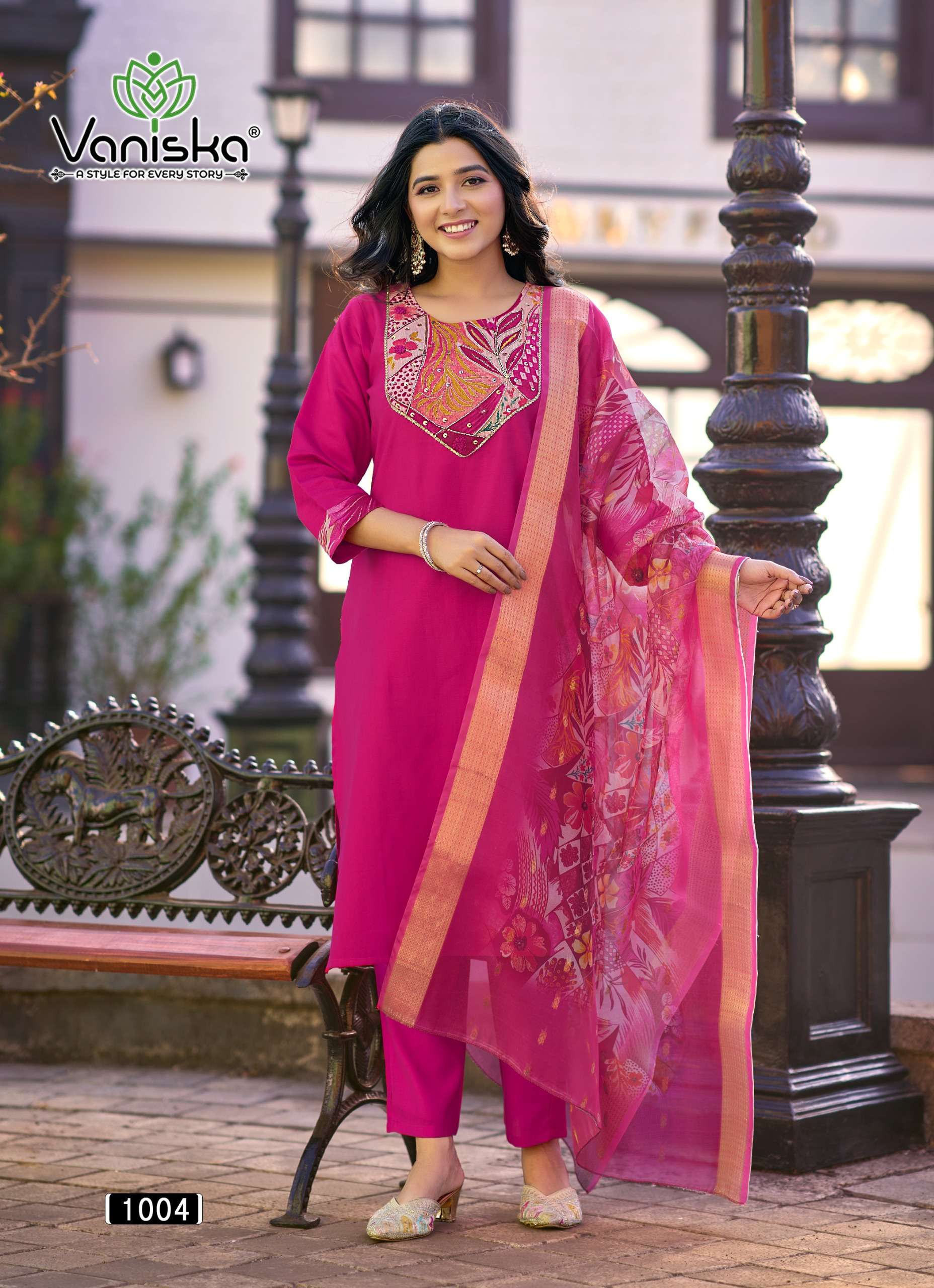 VANISKA FASHION KASTURI VOL 1 SILK FANCY STRAIGHT KURTI WITH PANT AND DUPPATTA SET 