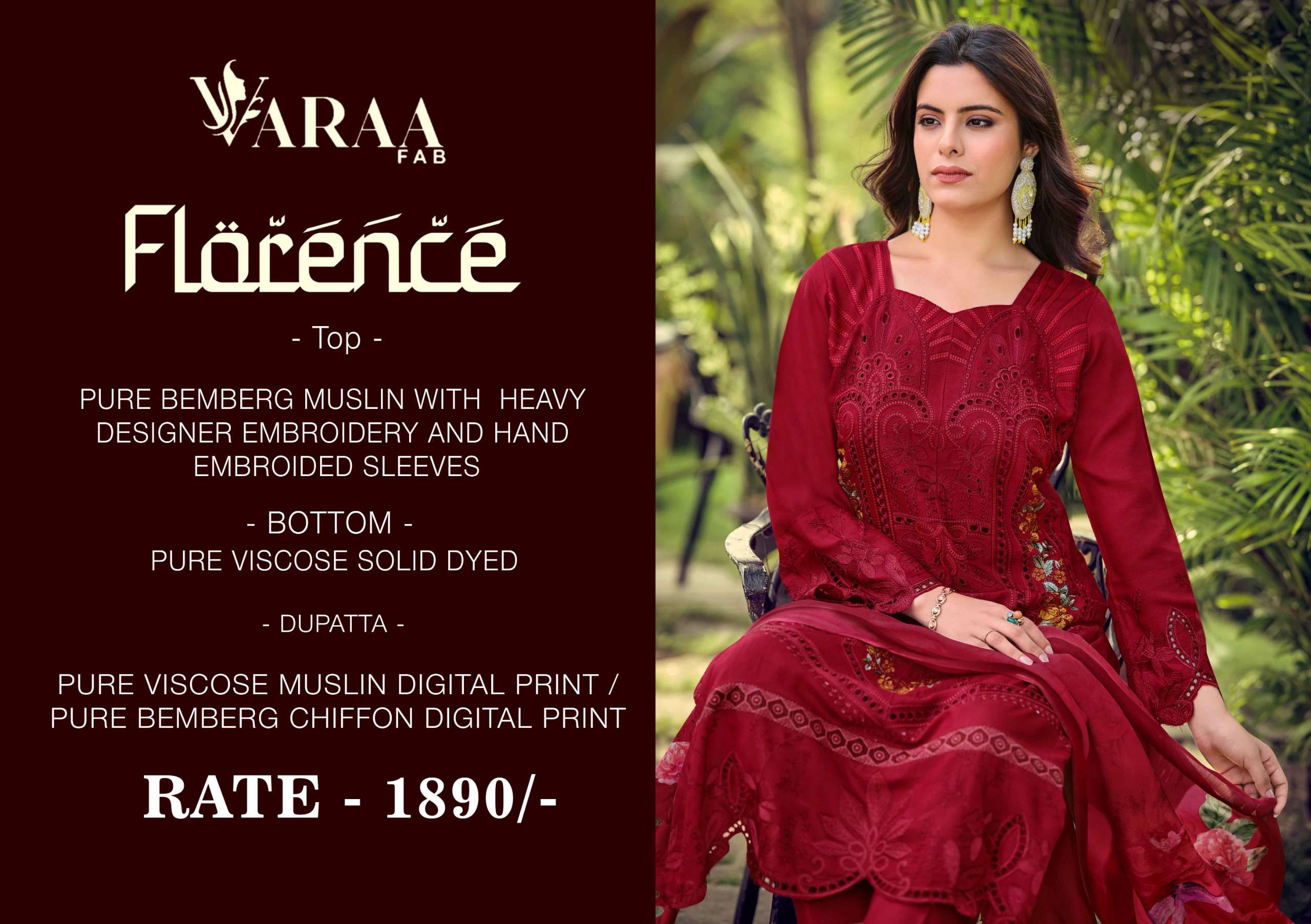 VARAA FAB FLORENCE MUSLIN WITH HEAVY EMBROIDERY DESIGNER WORK SUIT