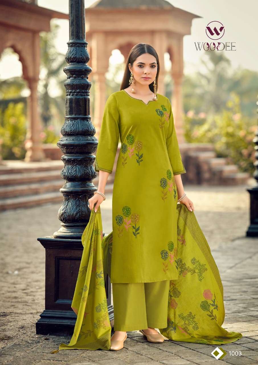 WOODEE MAHEK COTTON FANCY WORK LADIES 3PCS SET COLLECTION 