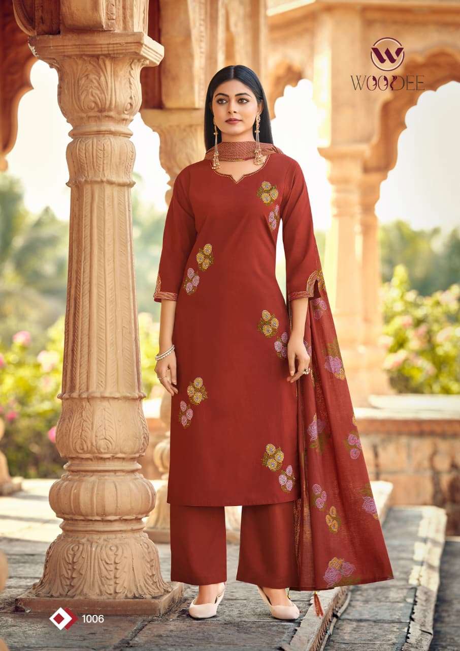 WOODEE MAHEK COTTON FANCY WORK LADIES 3PCS SET COLLECTION 
