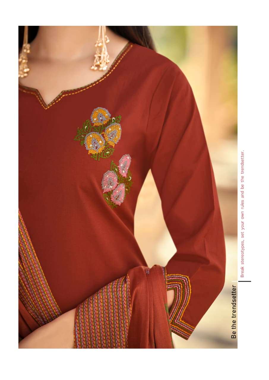WOODEE MAHEK COTTON FANCY WORK LADIES 3PCS SET COLLECTION 