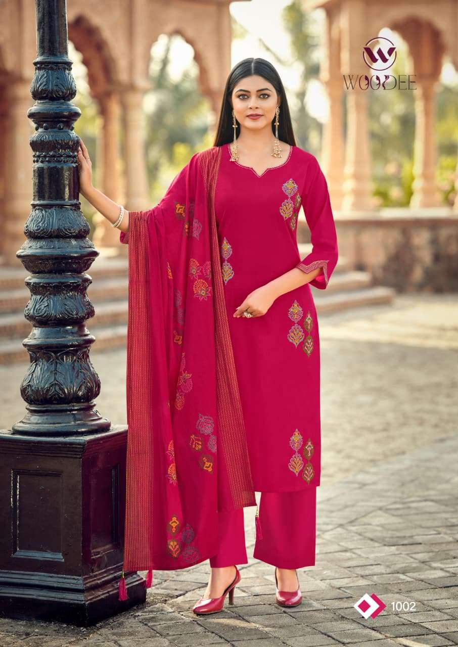 WOODEE MAHEK COTTON FANCY WORK LADIES 3PCS SET COLLECTION 