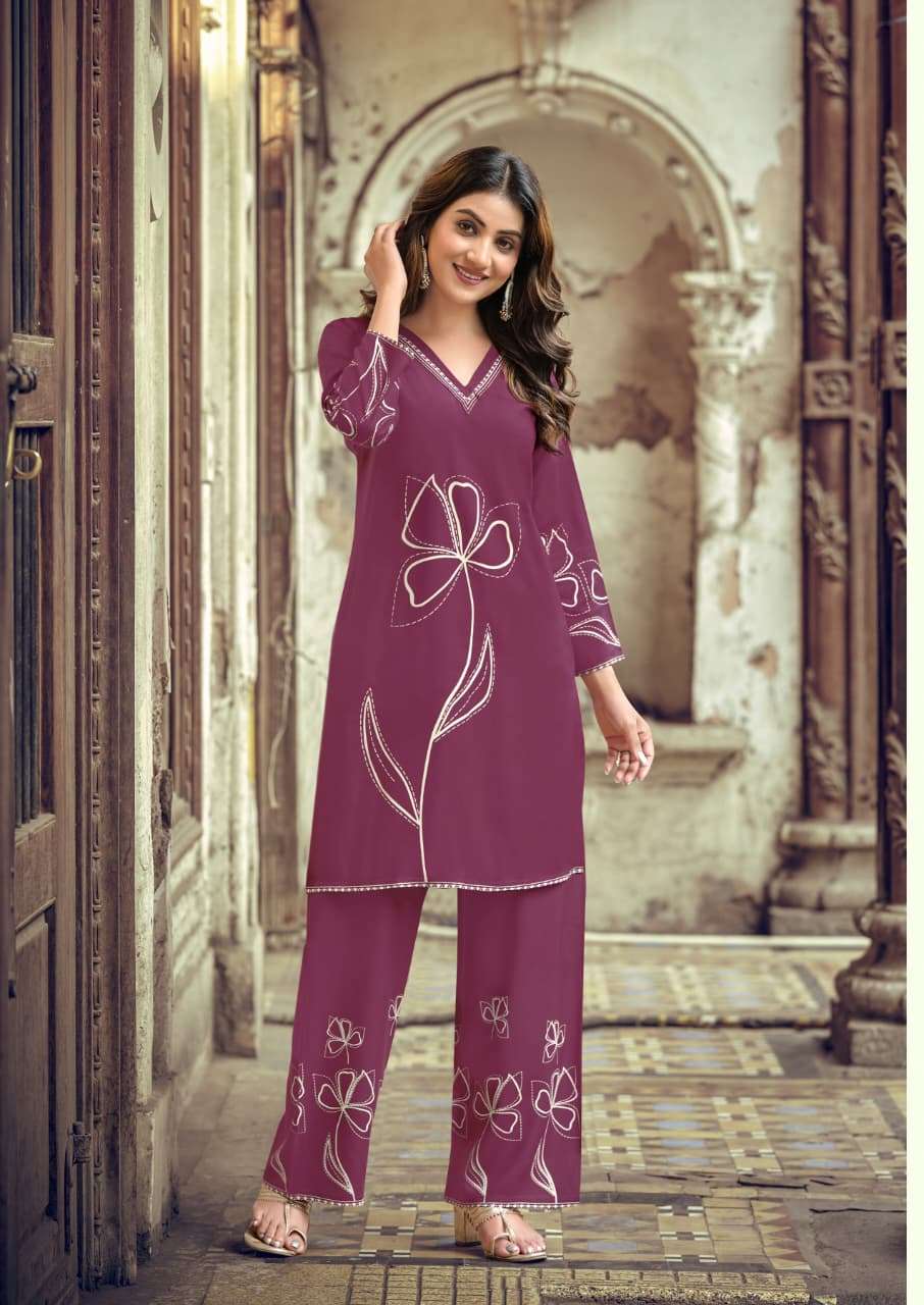 WOODEE NATASHA RAYON FANCY WORKS LADIES SALWAR KURTI WITH BOTTOM PAIR 