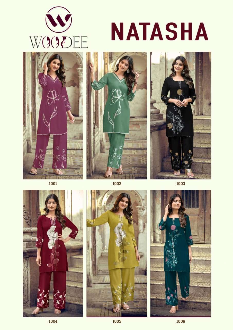 WOODEE NATASHA RAYON FANCY WORKS LADIES SALWAR KURTI WITH BOTTOM PAIR 