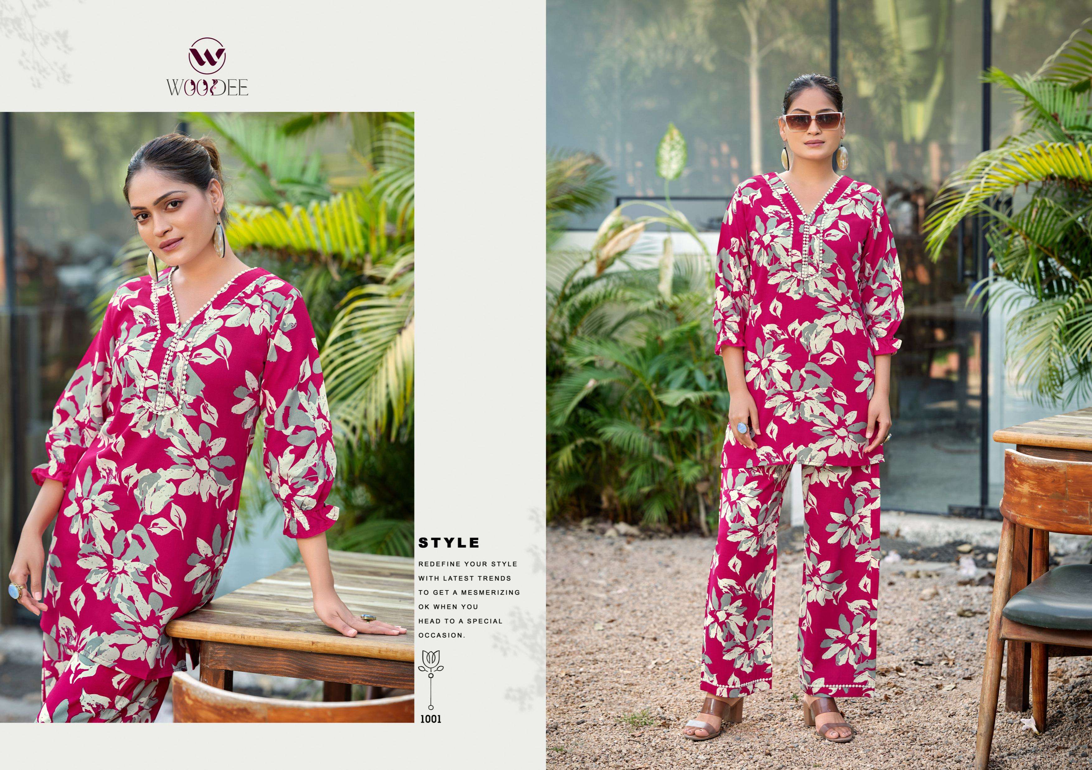 WOODEE PIHU RAYON PRINT FANCY SUMMER WEAR LADIES CO-ORD SET