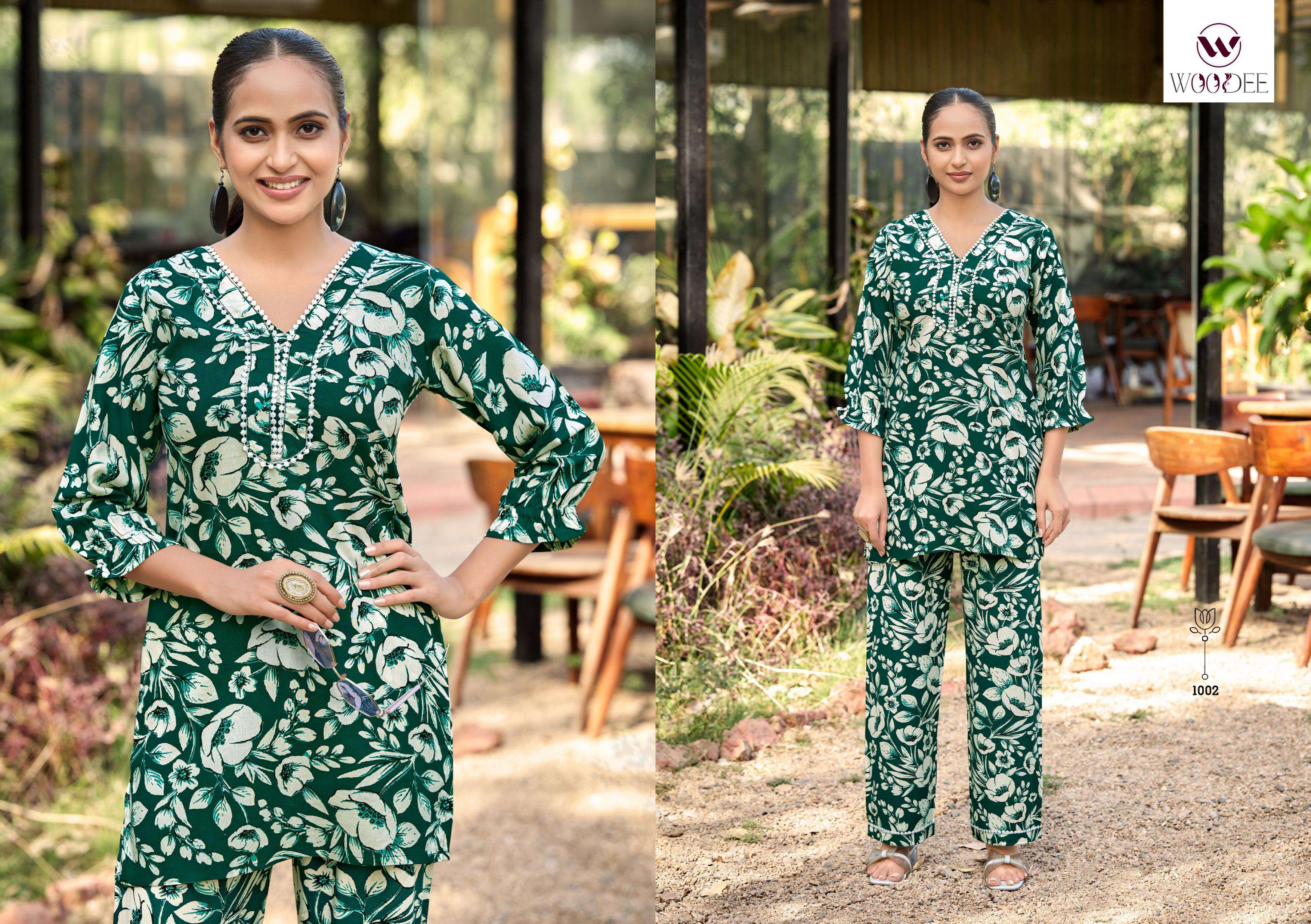 WOODEE PIHU RAYON PRINT FANCY SUMMER WEAR LADIES CO-ORD SET