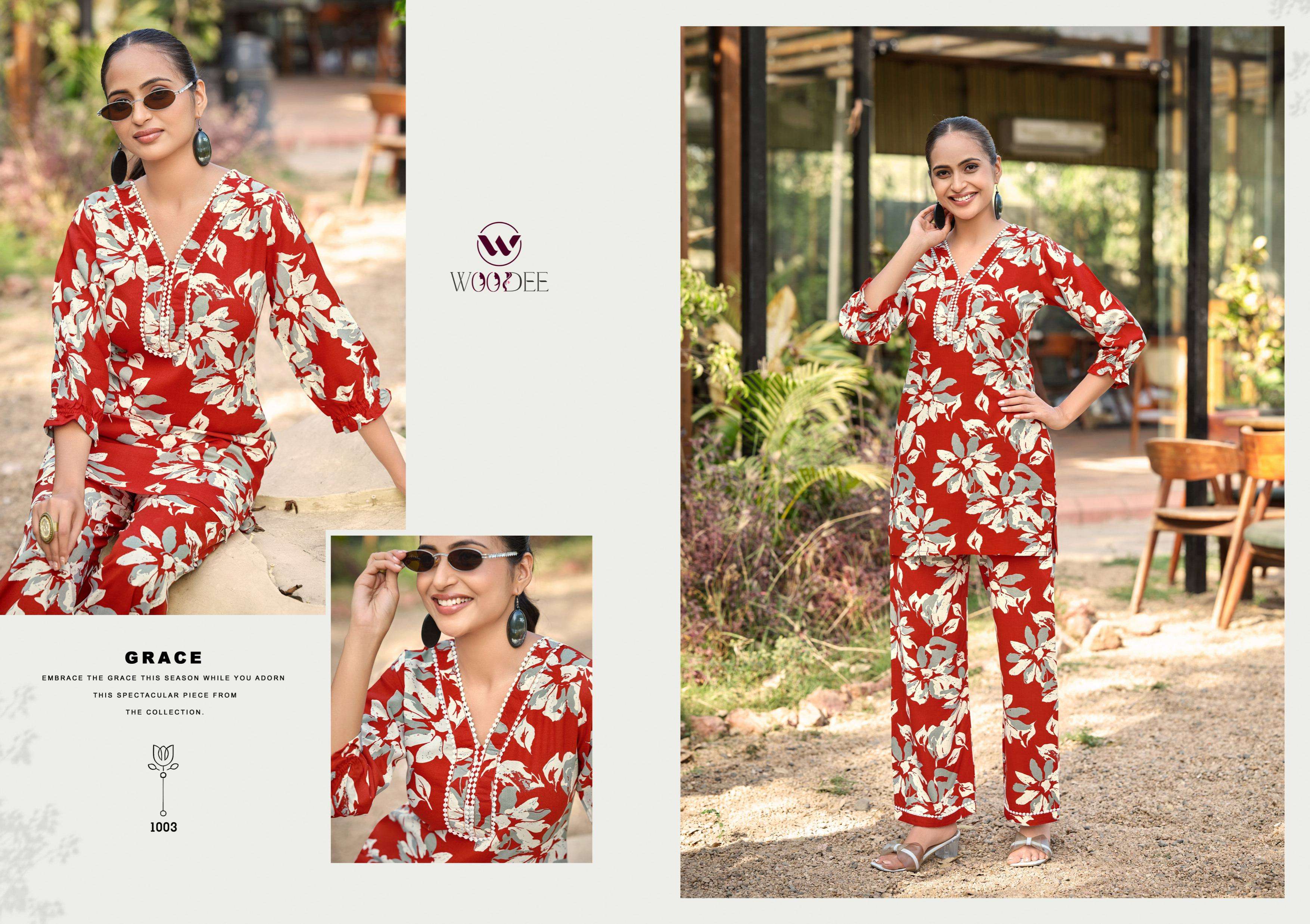 WOODEE PIHU RAYON PRINT FANCY SUMMER WEAR LADIES CO-ORD SET