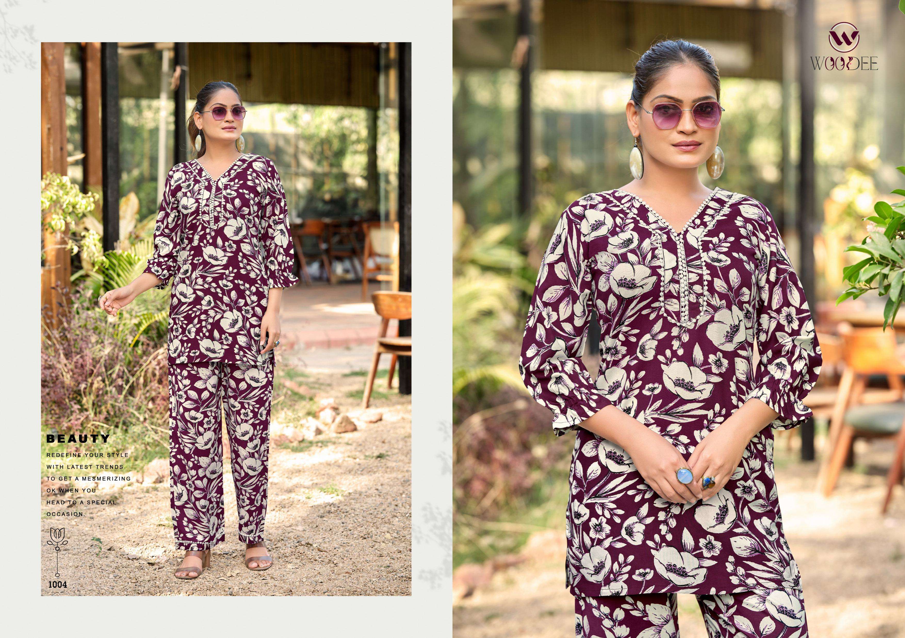 WOODEE PIHU RAYON PRINT FANCY SUMMER WEAR LADIES CO-ORD SET