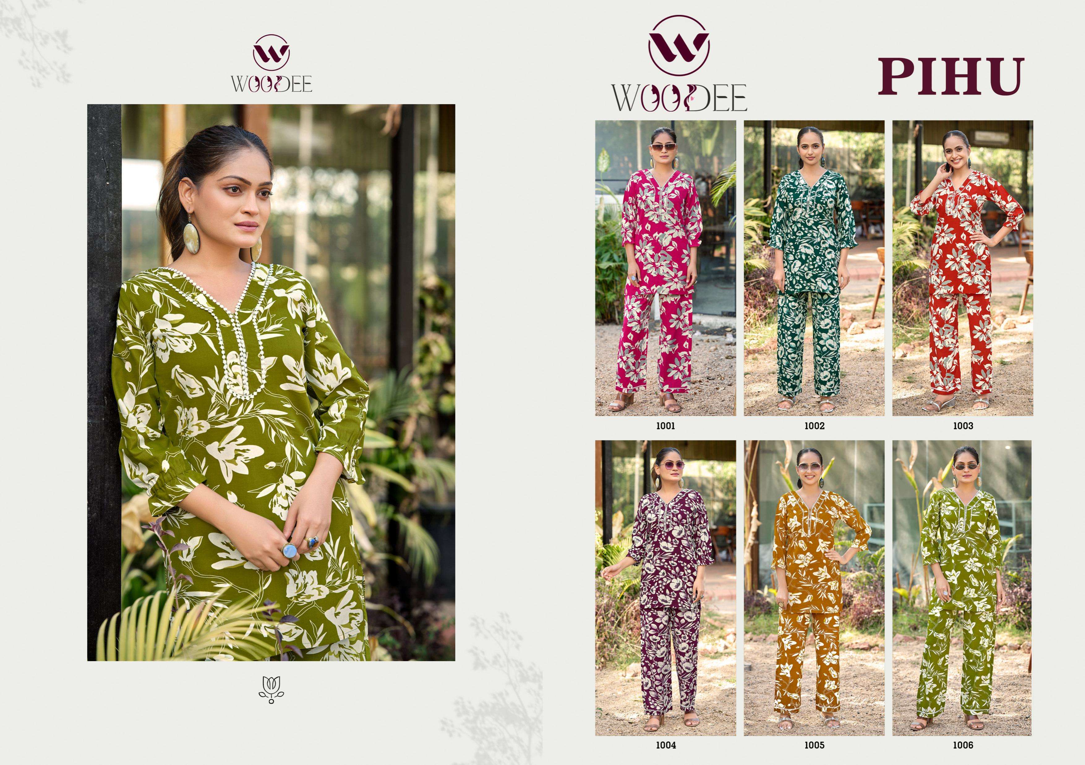WOODEE PIHU RAYON PRINT FANCY SUMMER WEAR LADIES CO-ORD SET