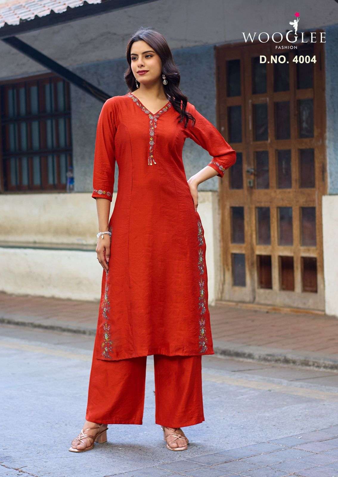 WOOGLEE RAHIMA VISCOSE FANCY WORKS LADIES KURTI WITH BOTTOM PAIR 
