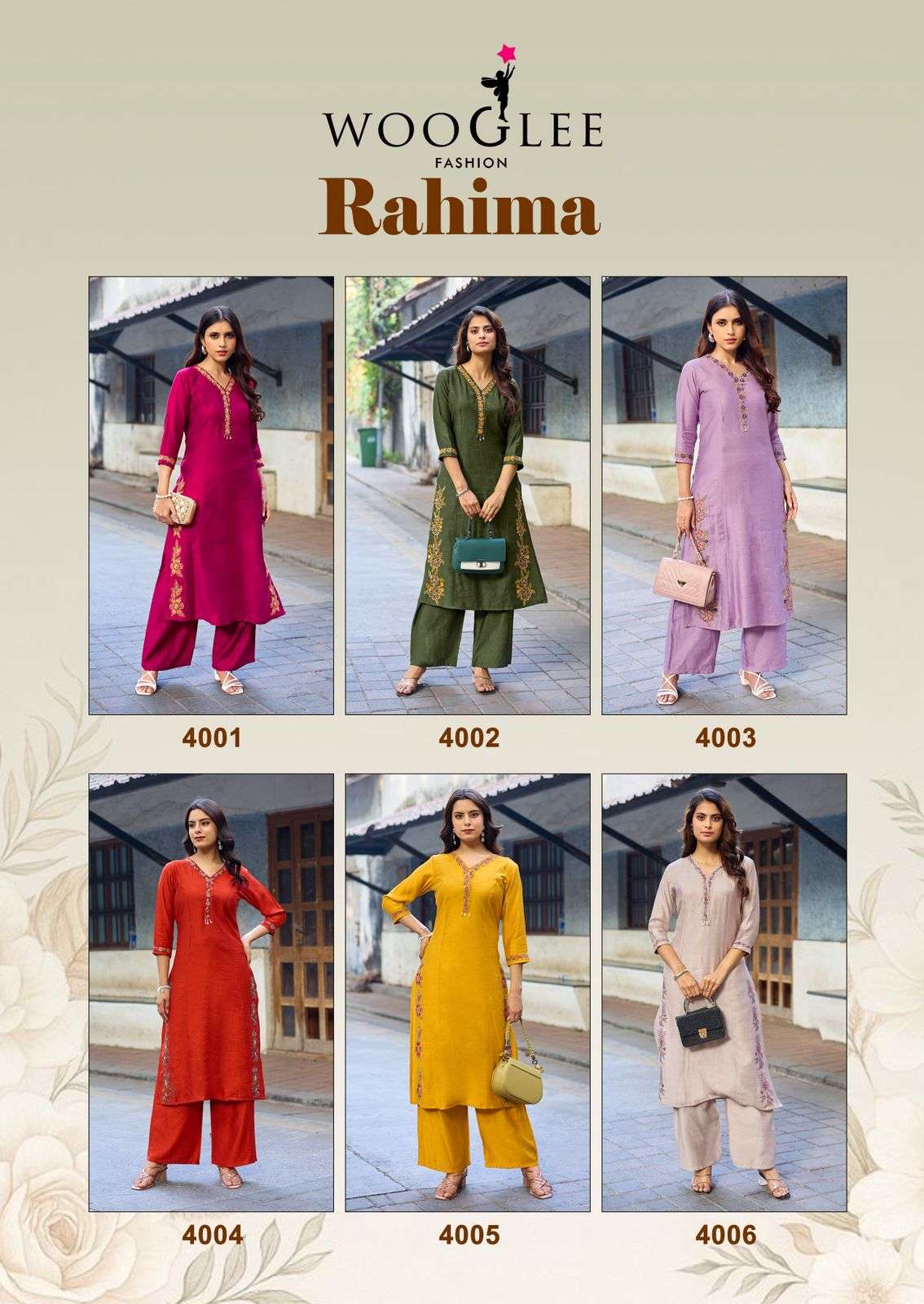 WOOGLEE RAHIMA VISCOSE FANCY WORKS LADIES KURTI WITH BOTTOM PAIR 