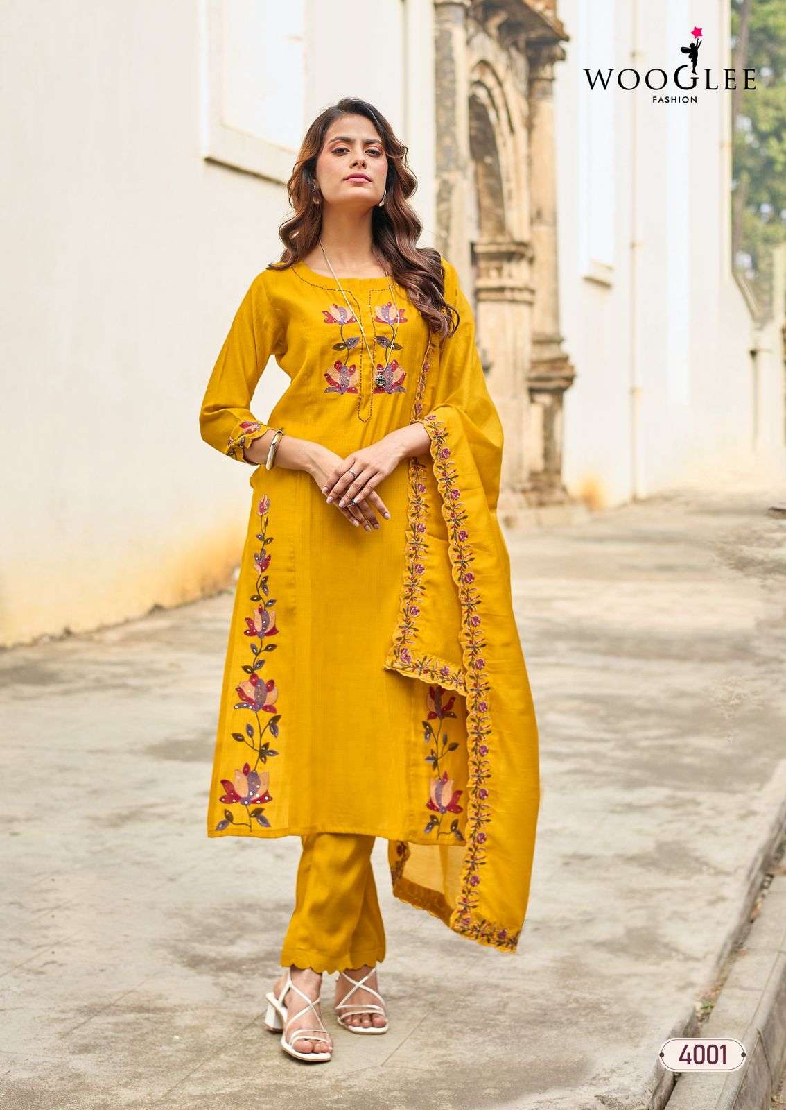 WOOGLEE RUDRIKA VISCOSE FANCY DESIGNER WORK LADIES 3PCS SET COLLECTION 