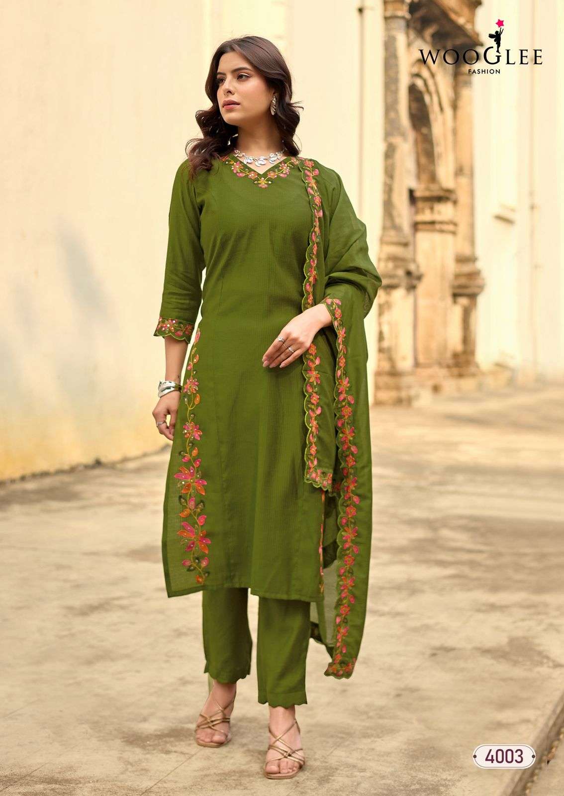 WOOGLEE RUDRIKA VISCOSE FANCY DESIGNER WORK LADIES 3PCS SET COLLECTION 