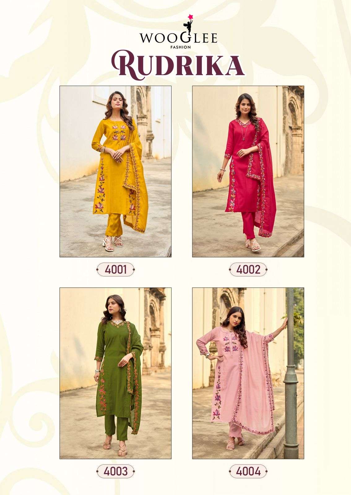 WOOGLEE RUDRIKA VISCOSE FANCY DESIGNER WORK LADIES 3PCS SET COLLECTION 