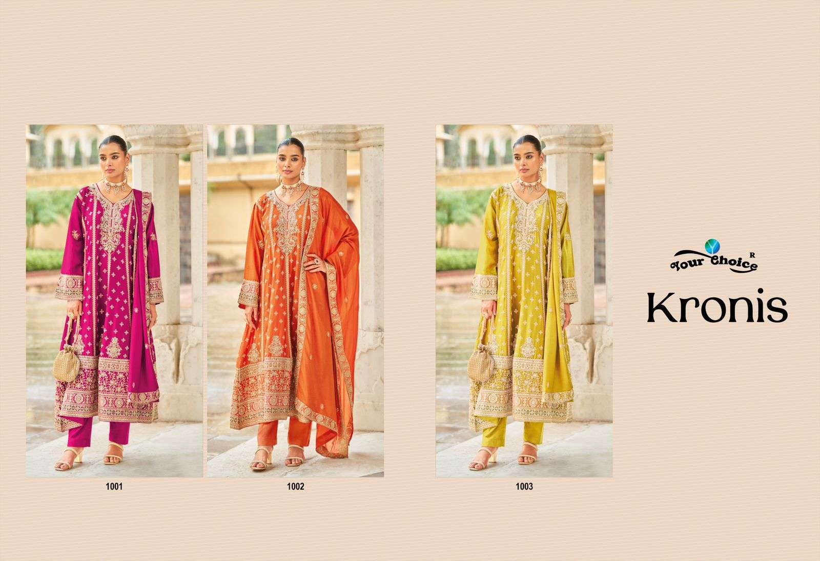 YOUR CHOICE KRONIS HEAVY EMBROIDERY DESIGNER WEDDING WEAR LADIES SUITS 